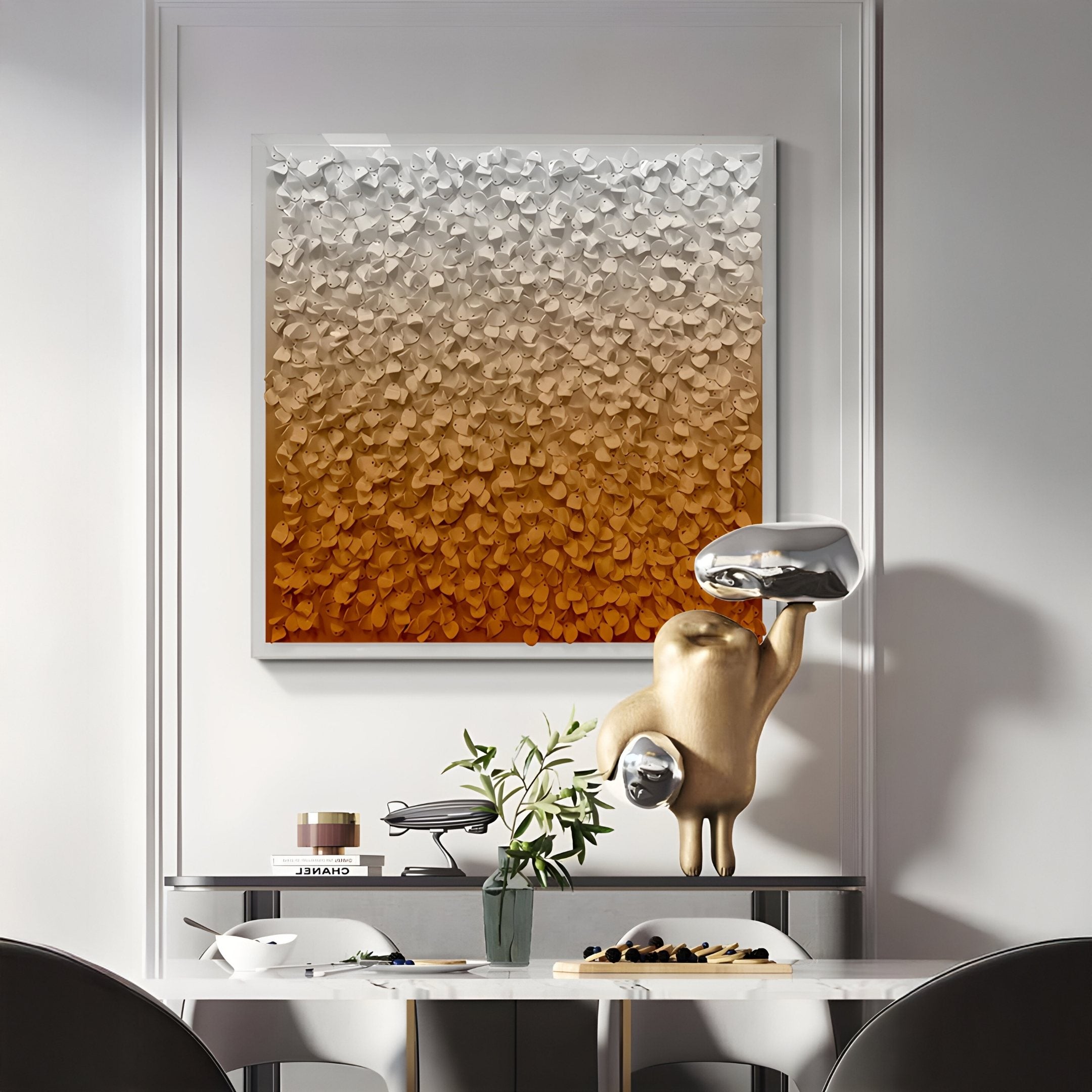 Bloom White & Amber Gradient Curved Petal Acrylic 3D Wall Art