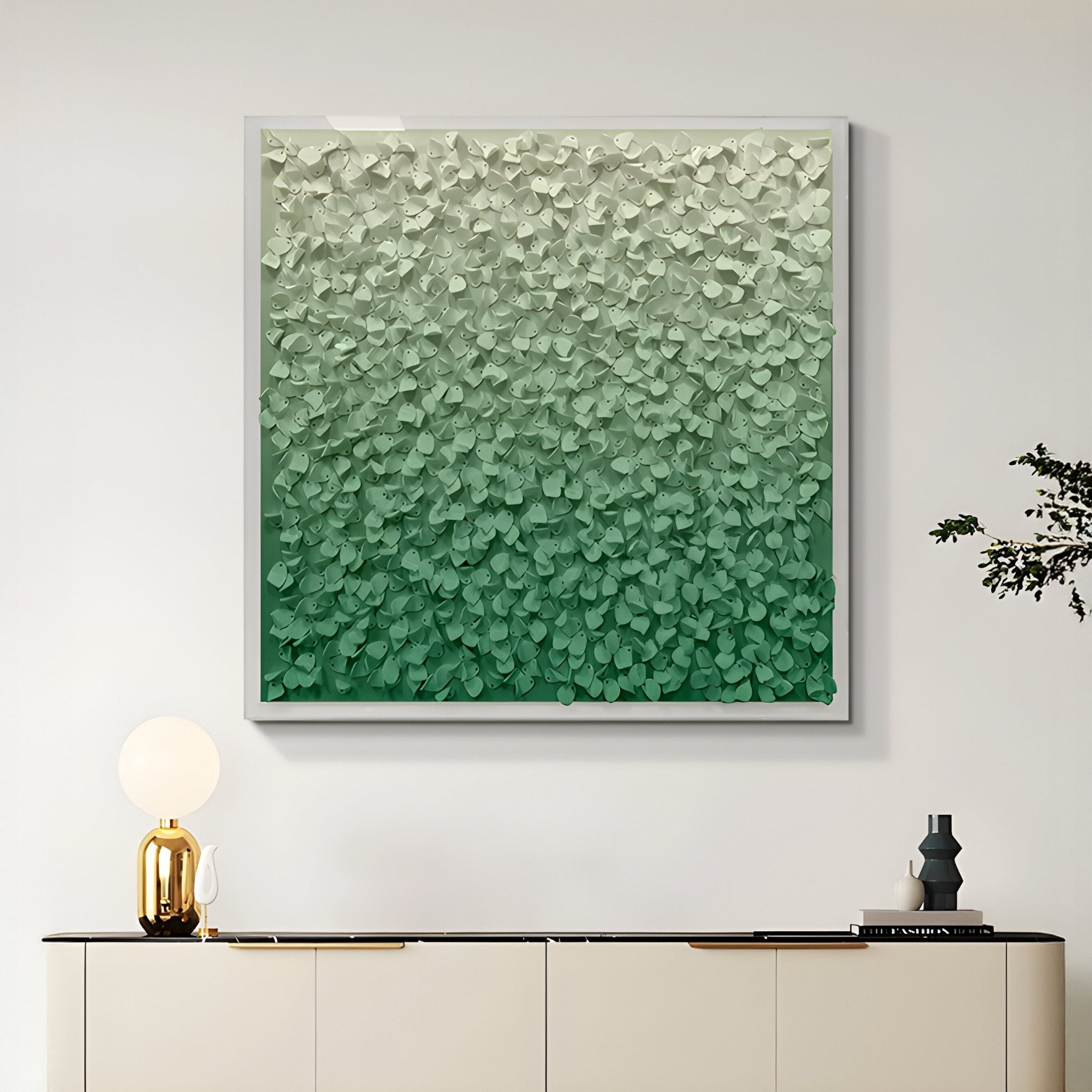 Bloom Mint & Emerald Green Curved Petal Acrylic 3D Wall Art