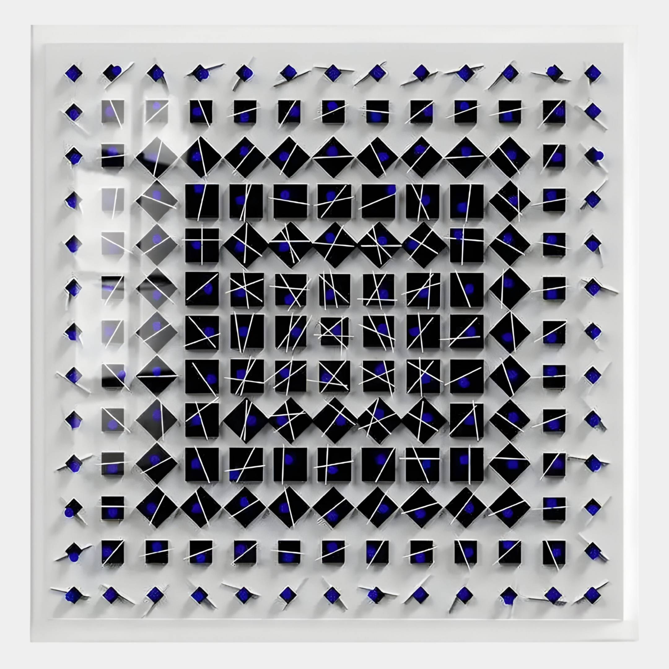 Quanta Blue & Black Wood Block Acrylic 3D Wall Art
