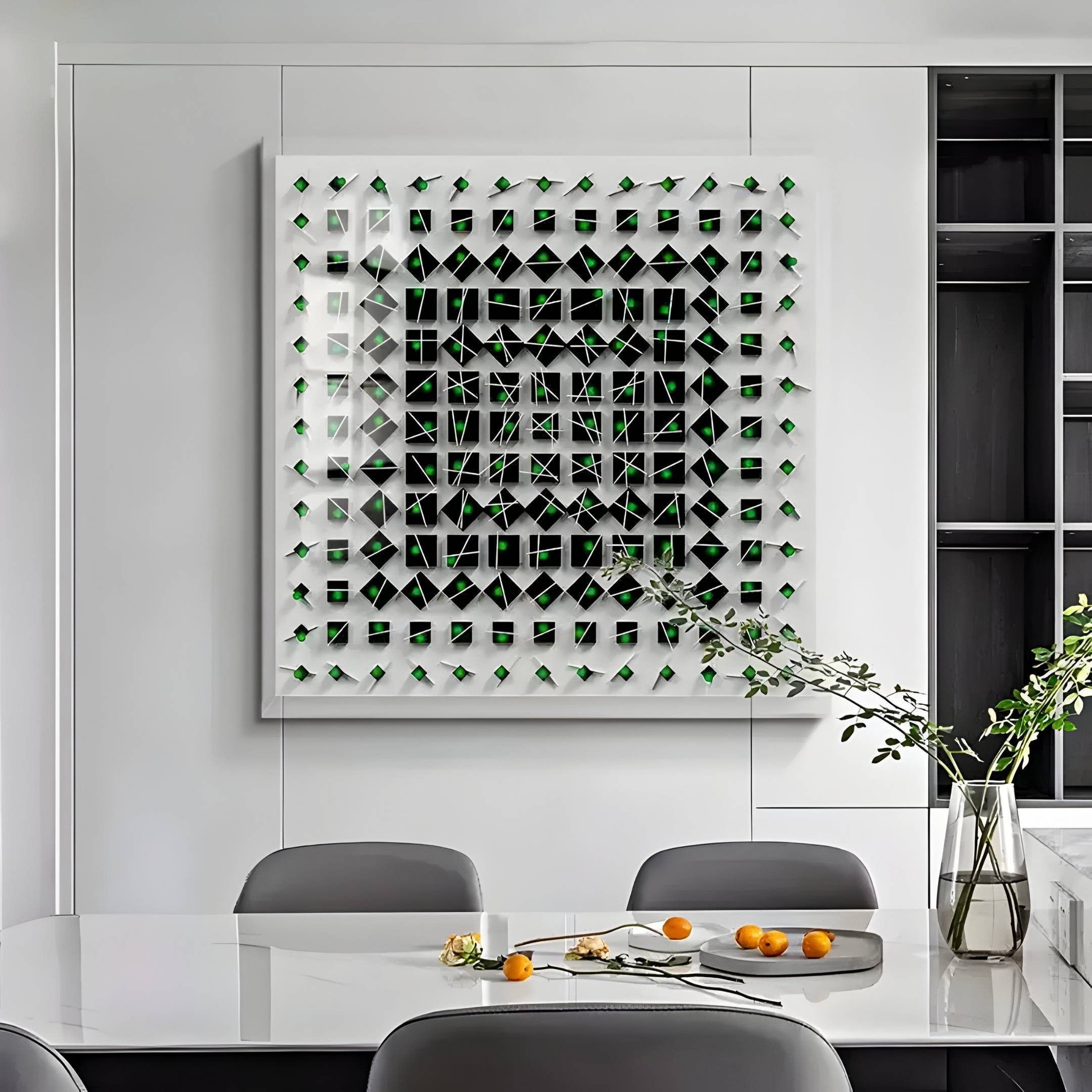 Quanta Green & Black Wood Block Acrylic 3D Wall Art
