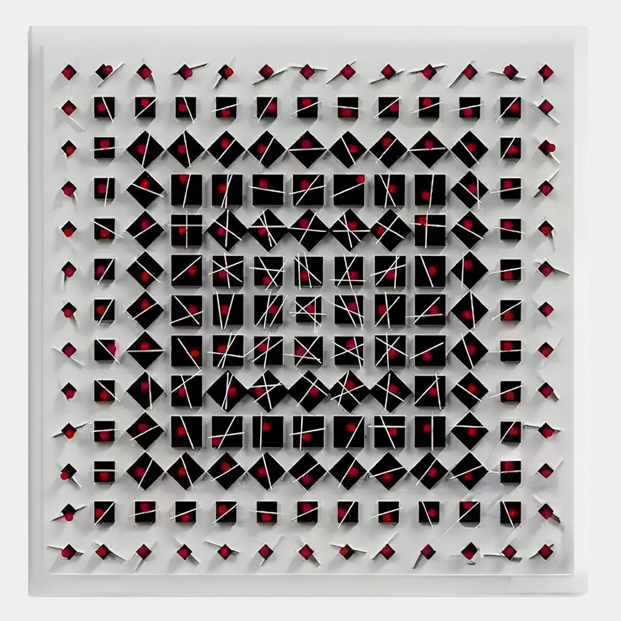 Quanta Red & Black Wood Block Acrylic 3D Wall Art
