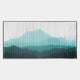 The Horizon Jade Mist Mountain Acrylic 3D Wall Art by Giant Sculptures features vertical lines over a teal and green gradient, resembling a blurred mountain landscape. Elegantly framed in thin black, its a modern statement for any space.