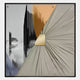 Urbanist I Abstract Architecture Acrylic & Leather 3D Wall Art by Giant Sculptures showcases geometric forms: a central smooth gold rectangle, gray draped folds, black and orange angular accents, all layered on a subtle gradient backdrop.