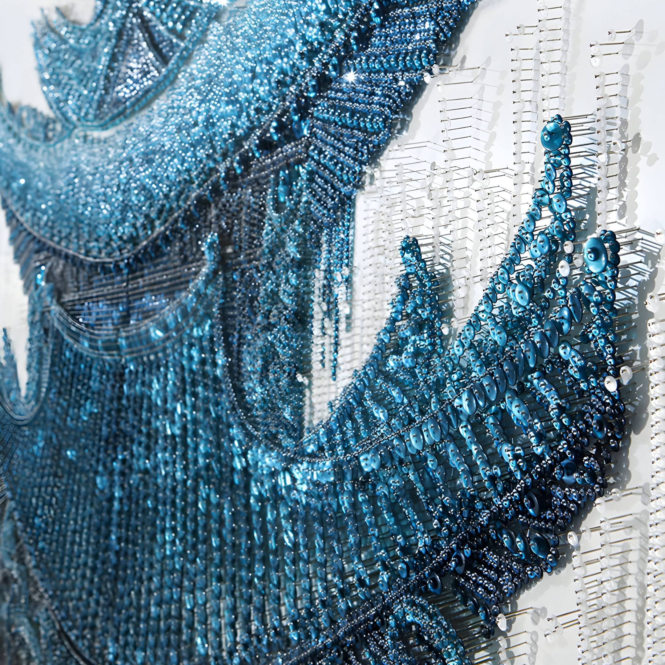 Minara Ice Blue Pagoda 3D Button Wall Art