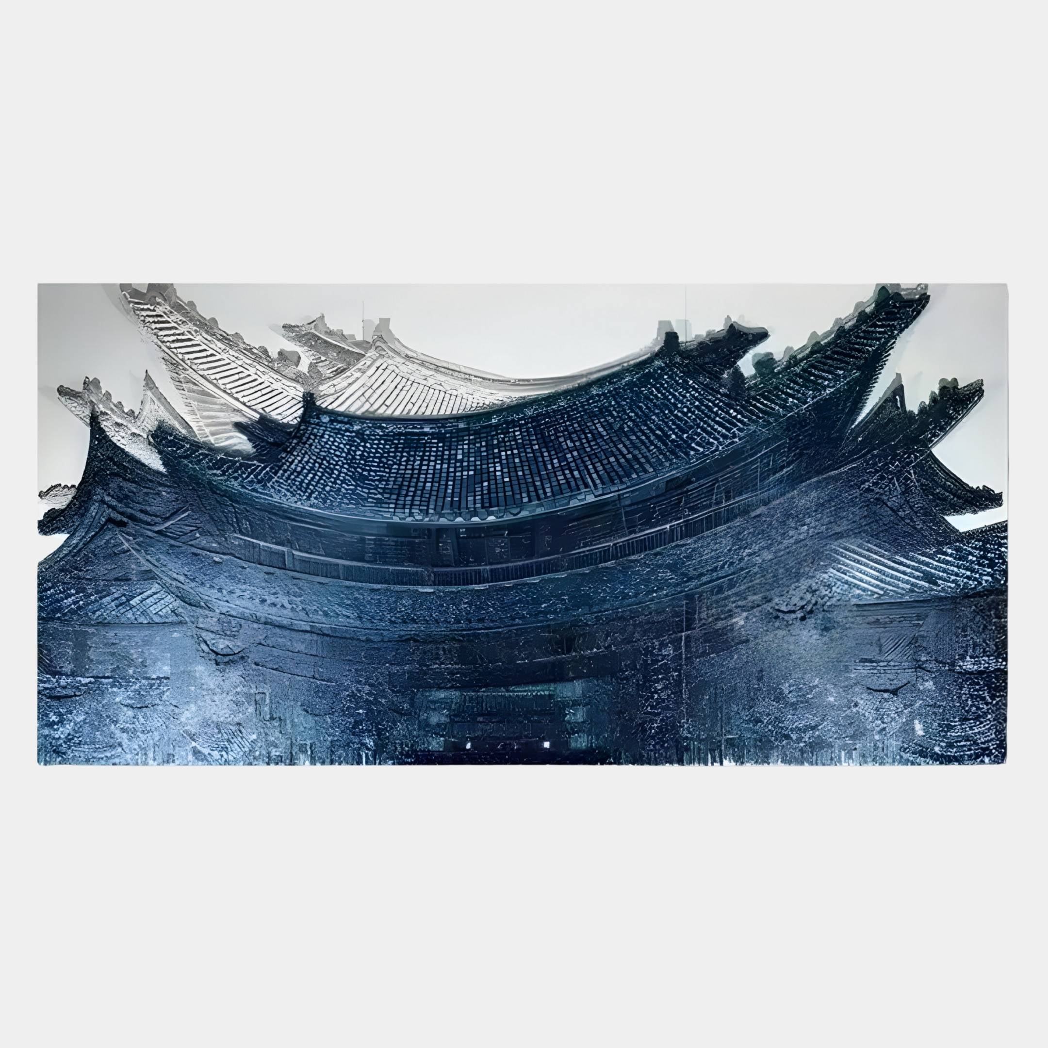 Minara Indigo Twilight Pagoda 3D Button Wall Art