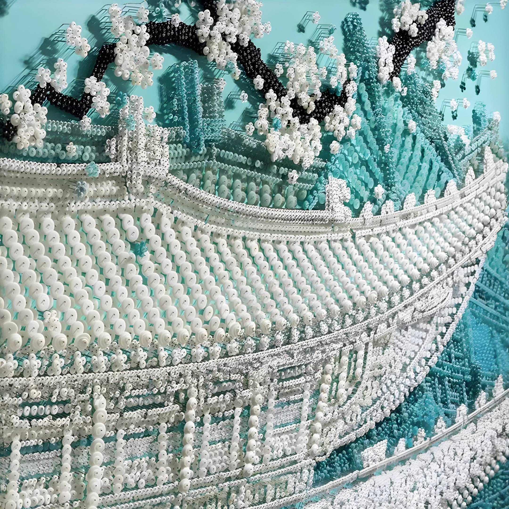 Minara White Blossom Pavilion 3D Button Wall Art