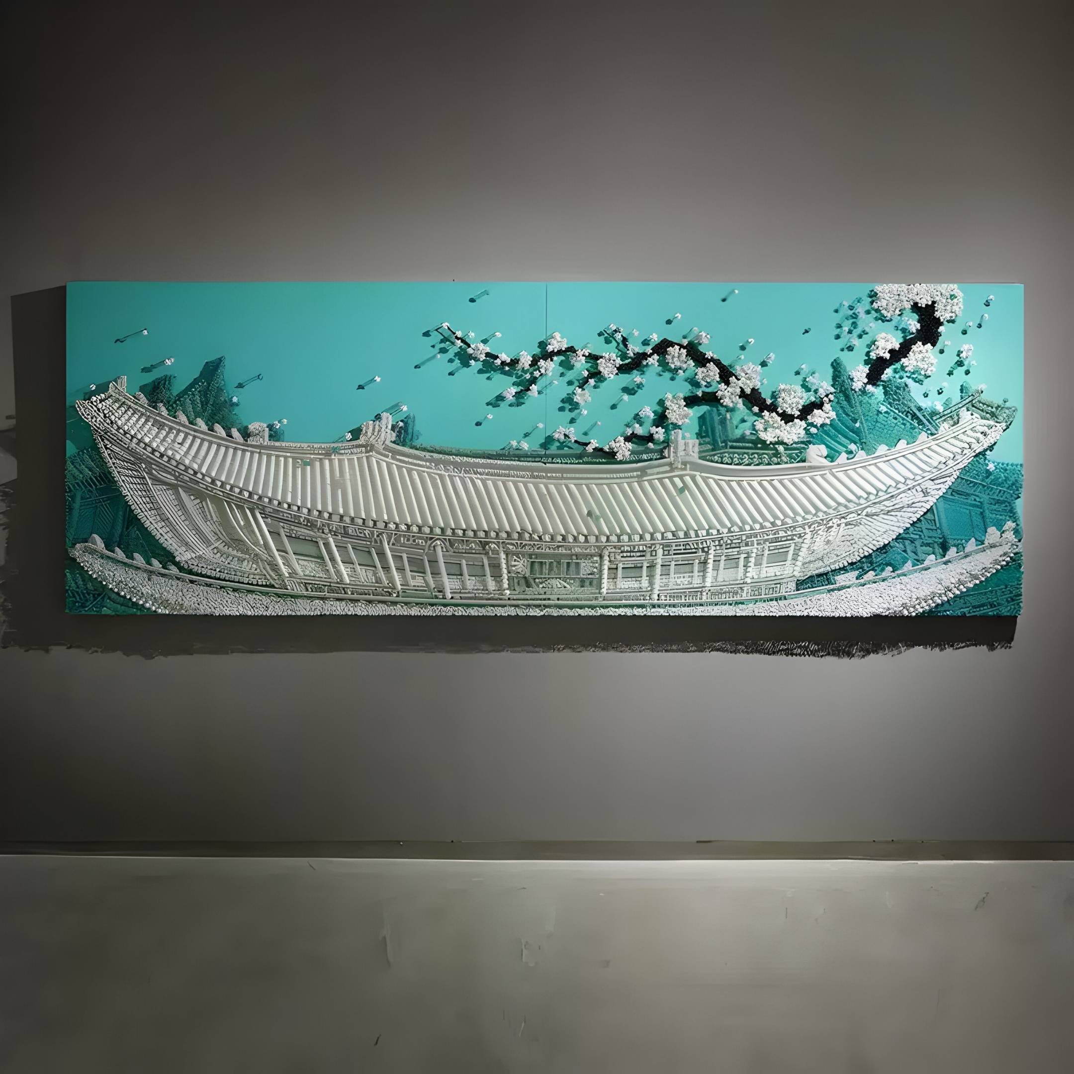 Minara White Blossom Pavilion 3D Button Wall Art