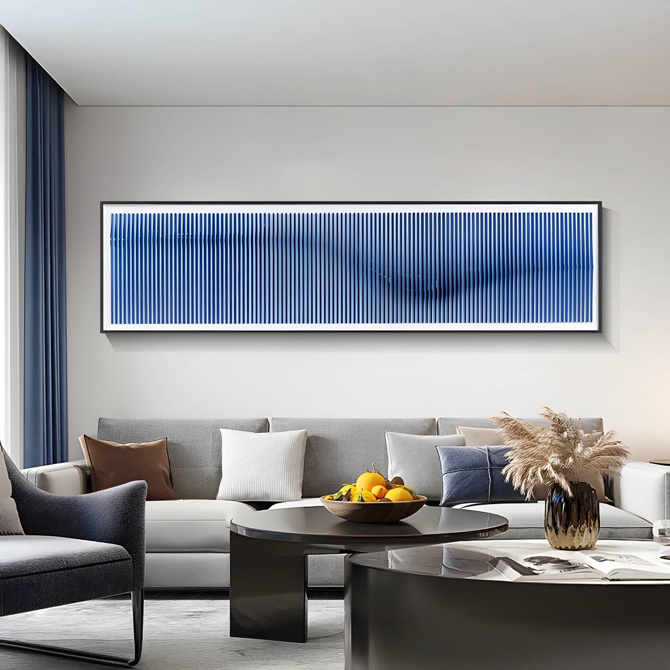 Flutine Deep Blue Wave Gradient Acrylic 3D Wall Art