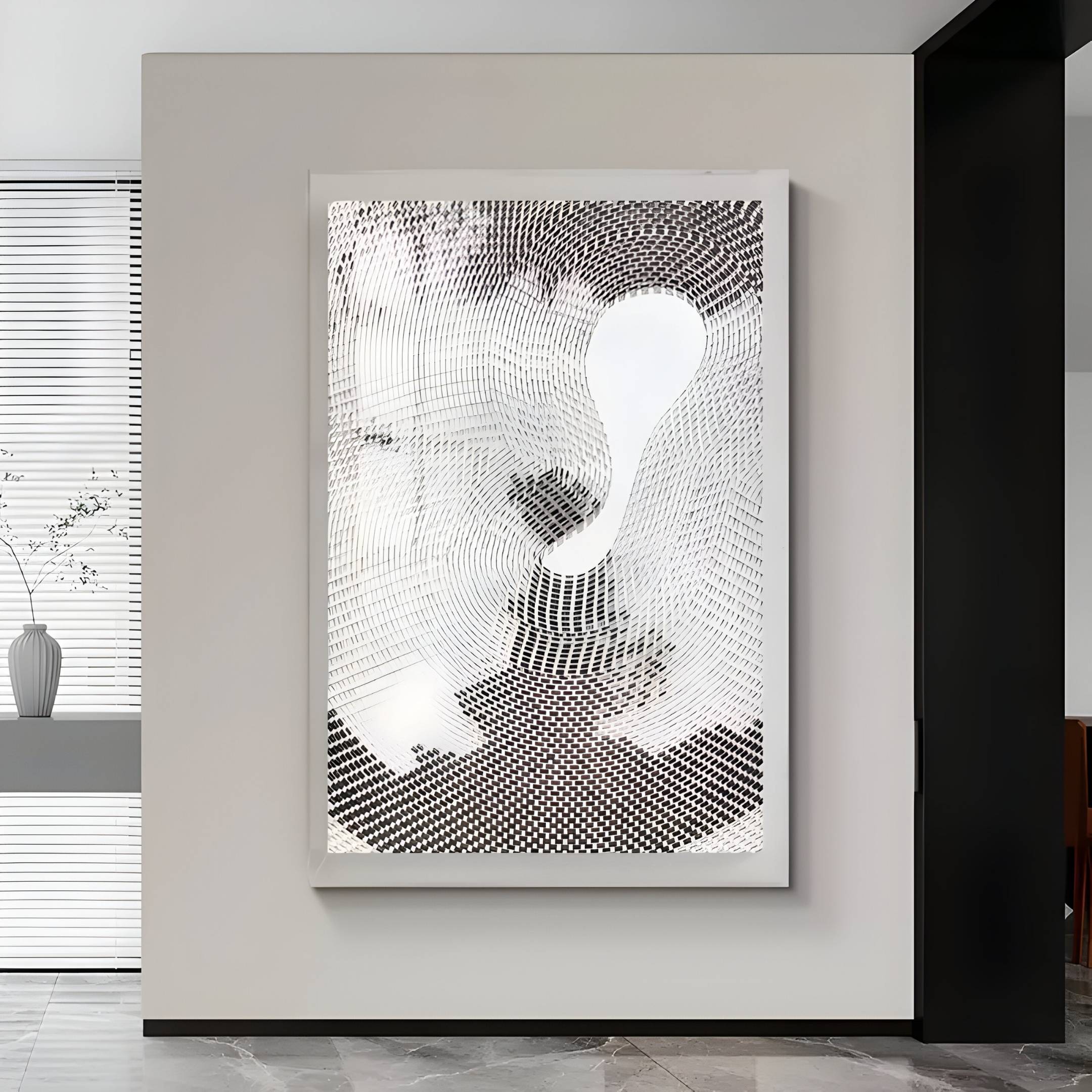 Fluxaris White Drift Grid Acrylic 3D Wall Art