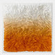 Floravia I White & Amber Ombre Leather 3D Wall Art featuring hundreds of curling petal-like leather forms in a gradient from white to amber orange, displayed in a clear acrylic box frame.