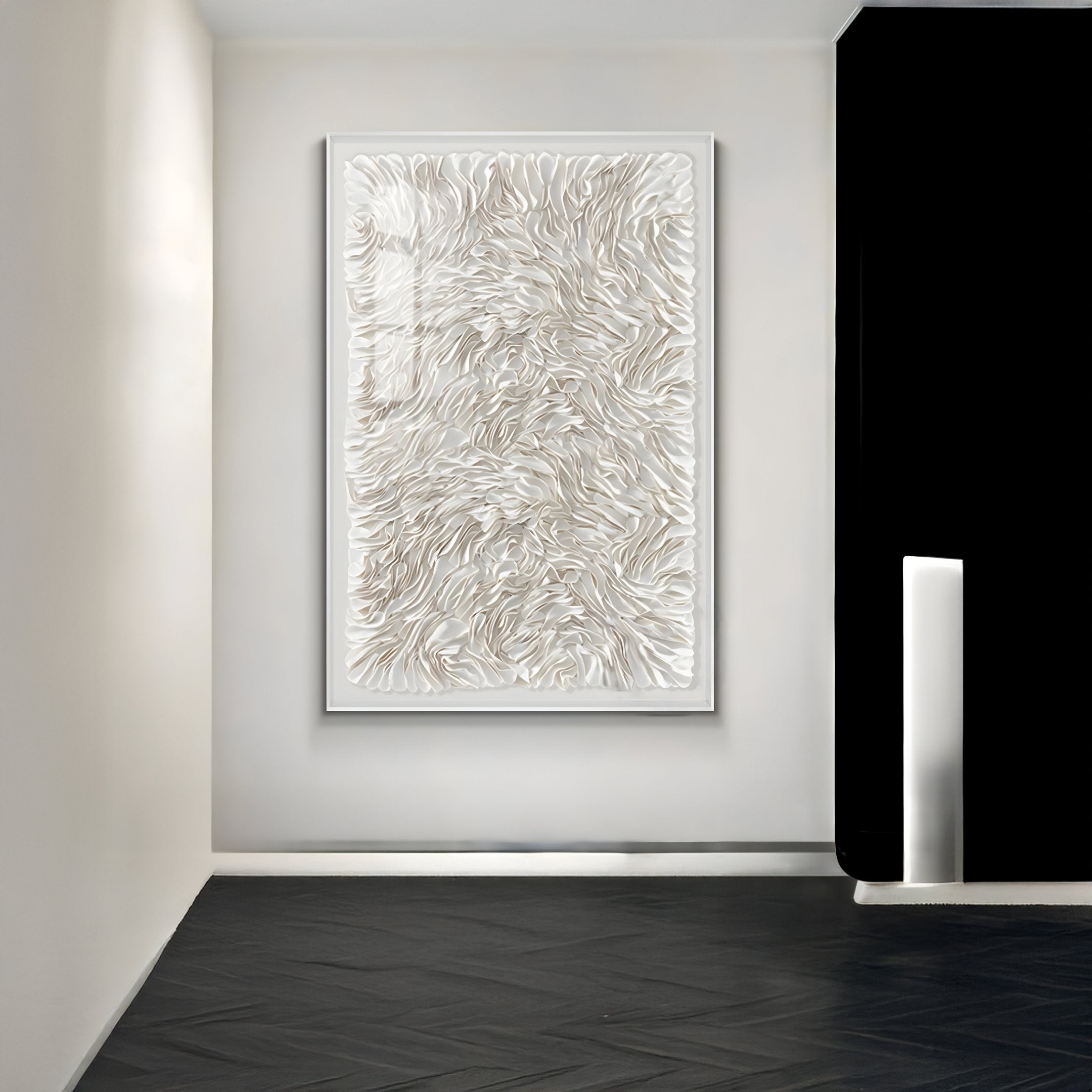 Floravia II White Ruffled Left Leather 3D Wall Art