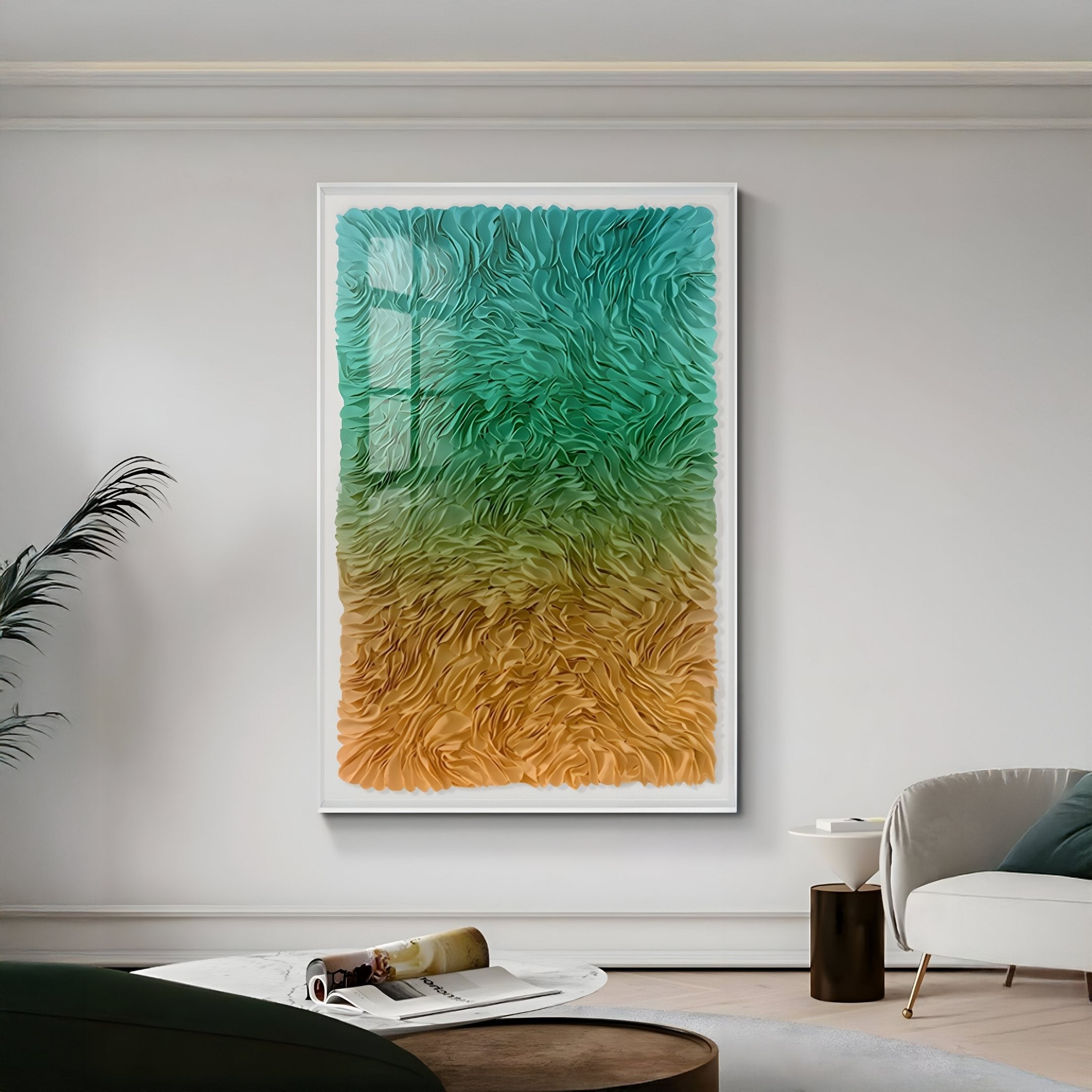 Floravia Teal & Amber Ombre Leather 3D Wall Art