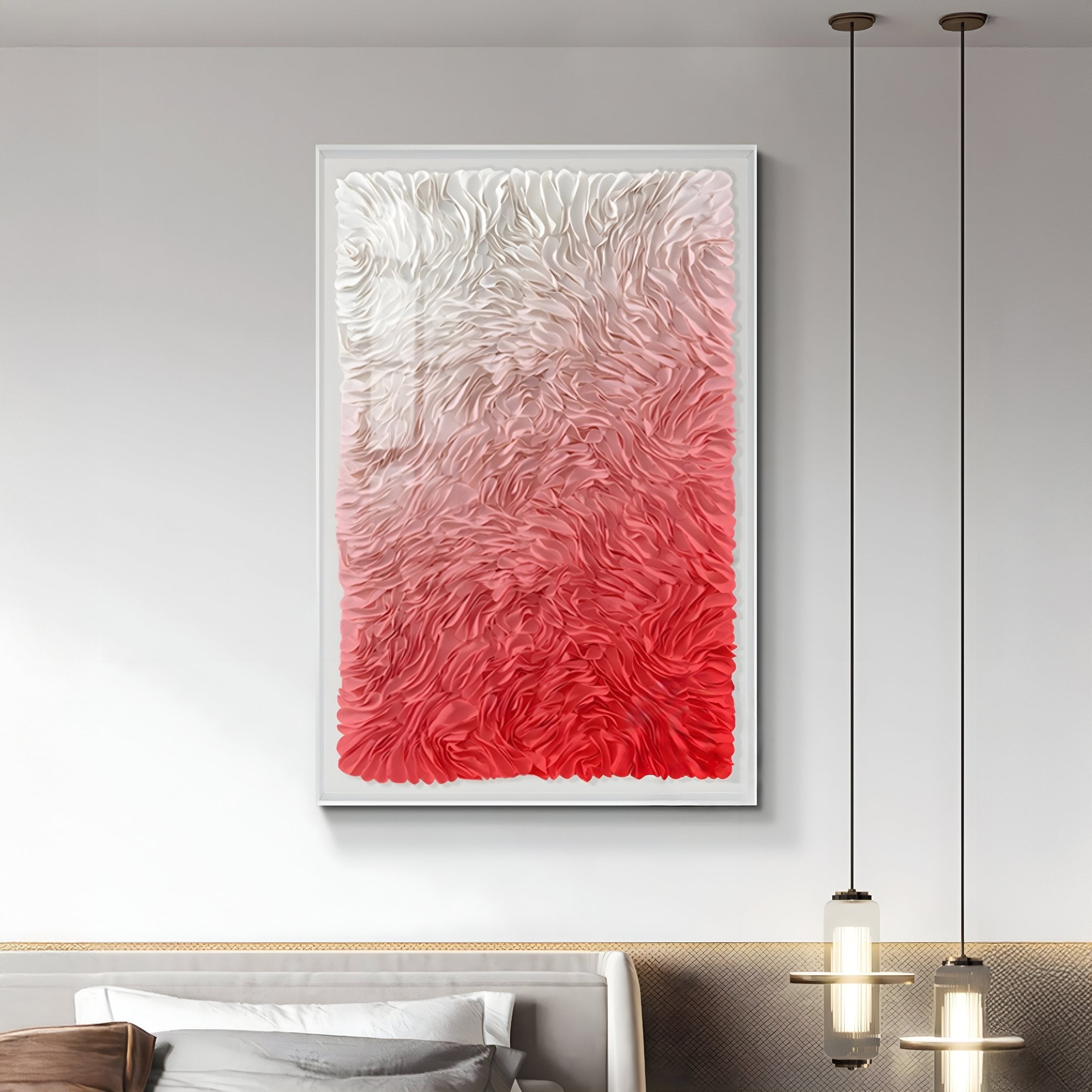 Floravia White & Cherry Pink Ombre Leather 3D Wall Art