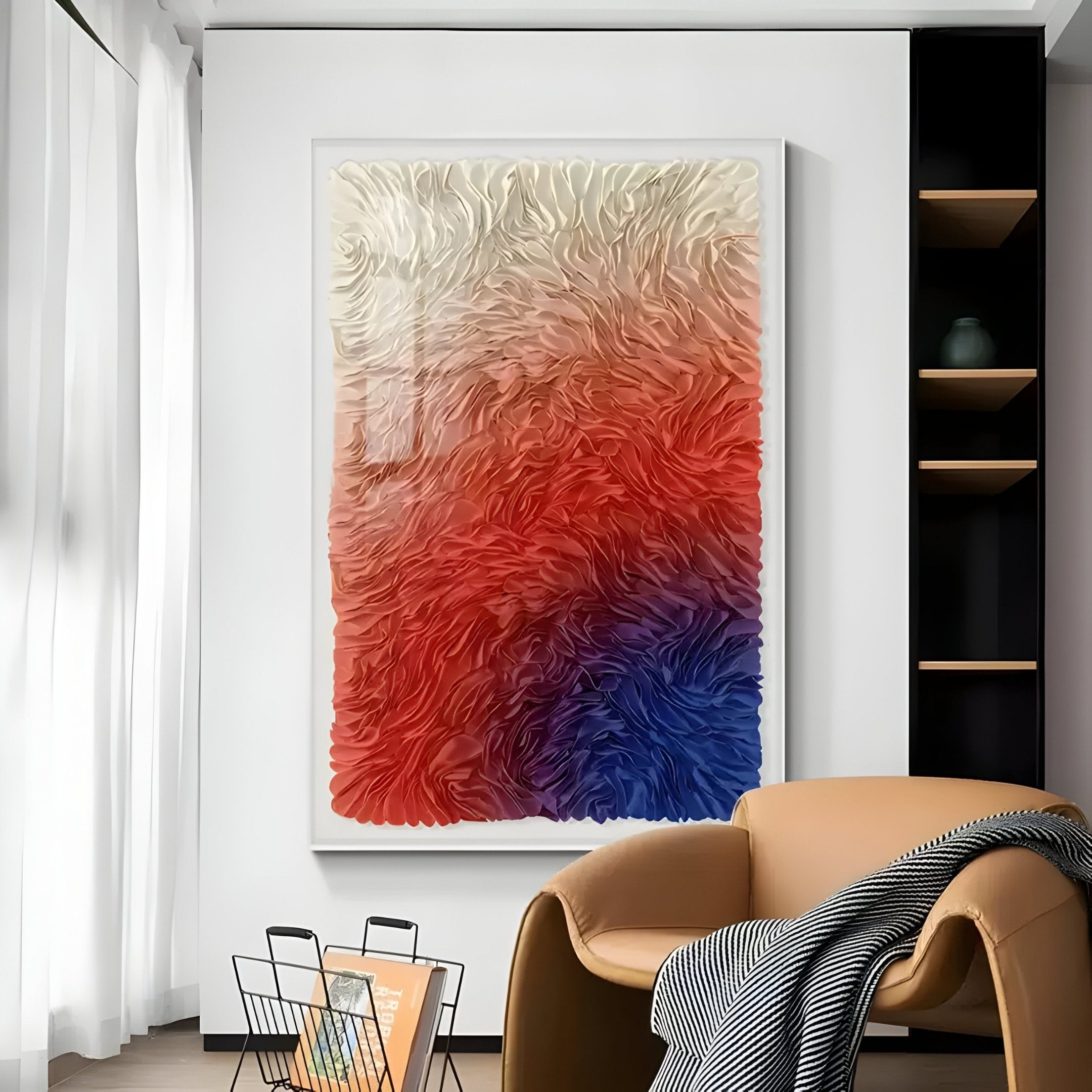 Floravia II Red & Blue Ombre Leather 3D Wall Art