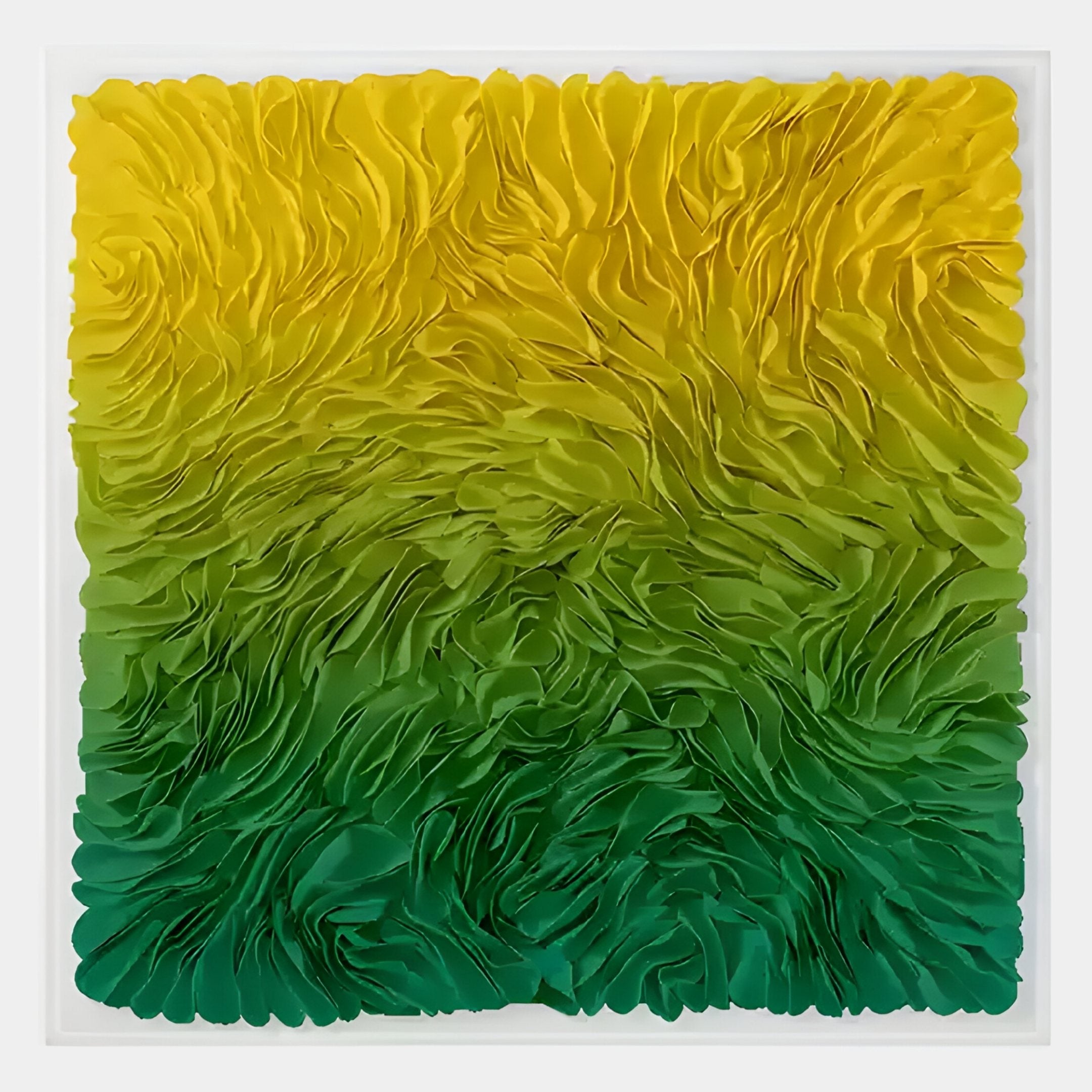 Floravia Yellow & Green Ombre Leaf Leather 3D Wall Art