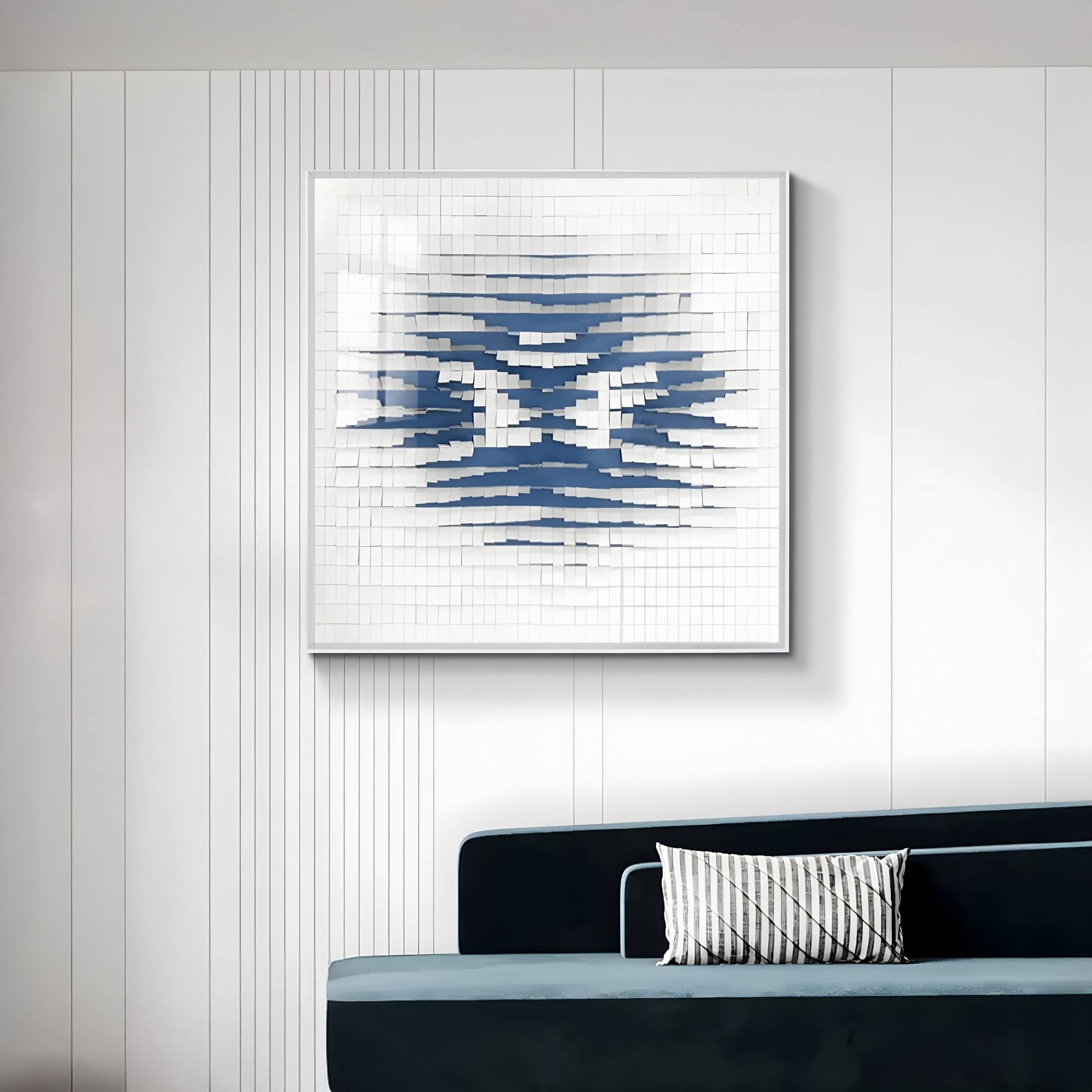 Echovia Blue Linear Square Acrylic 3D Wall Art
