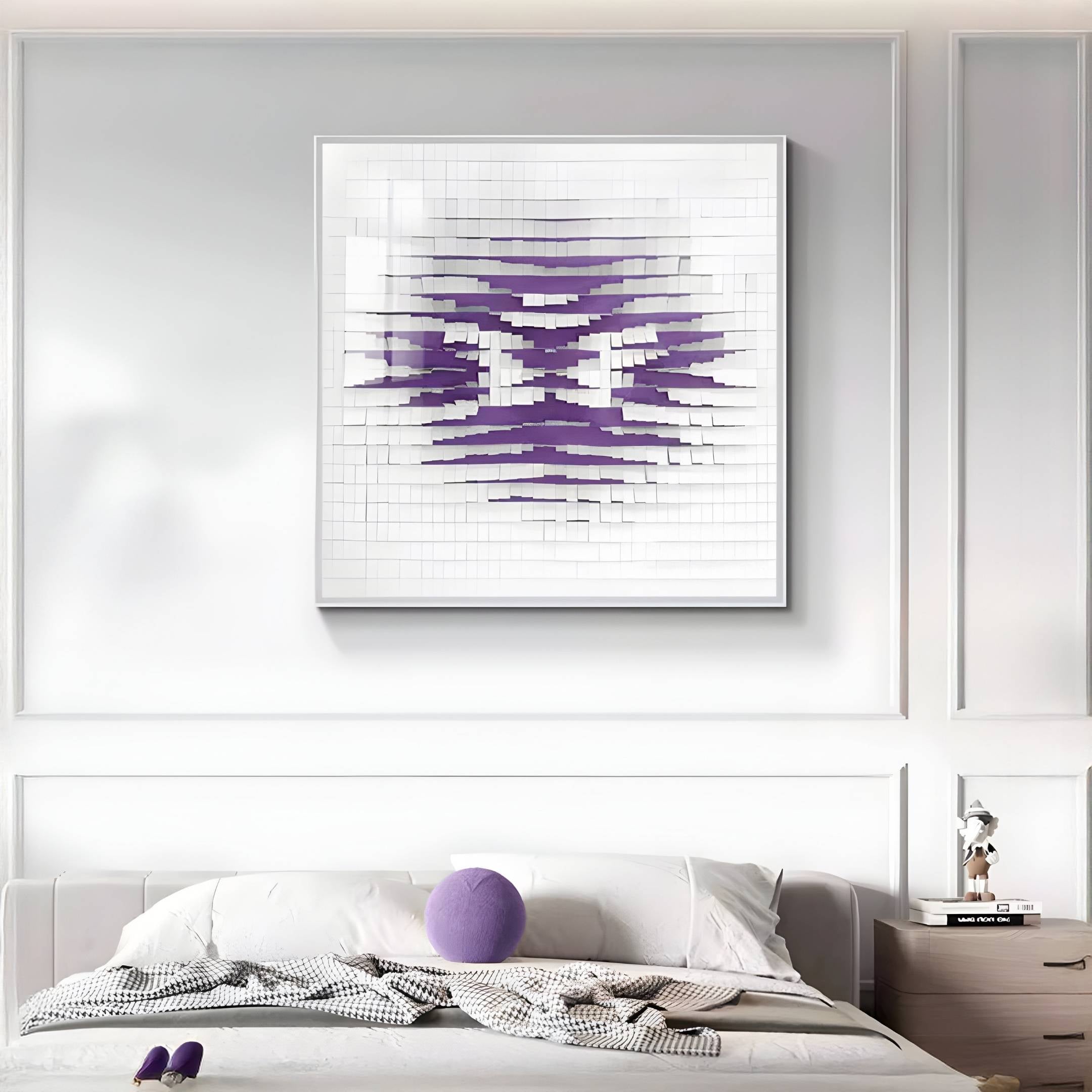 Echovia Violet Linear Square Acrylic 3D Wall Art