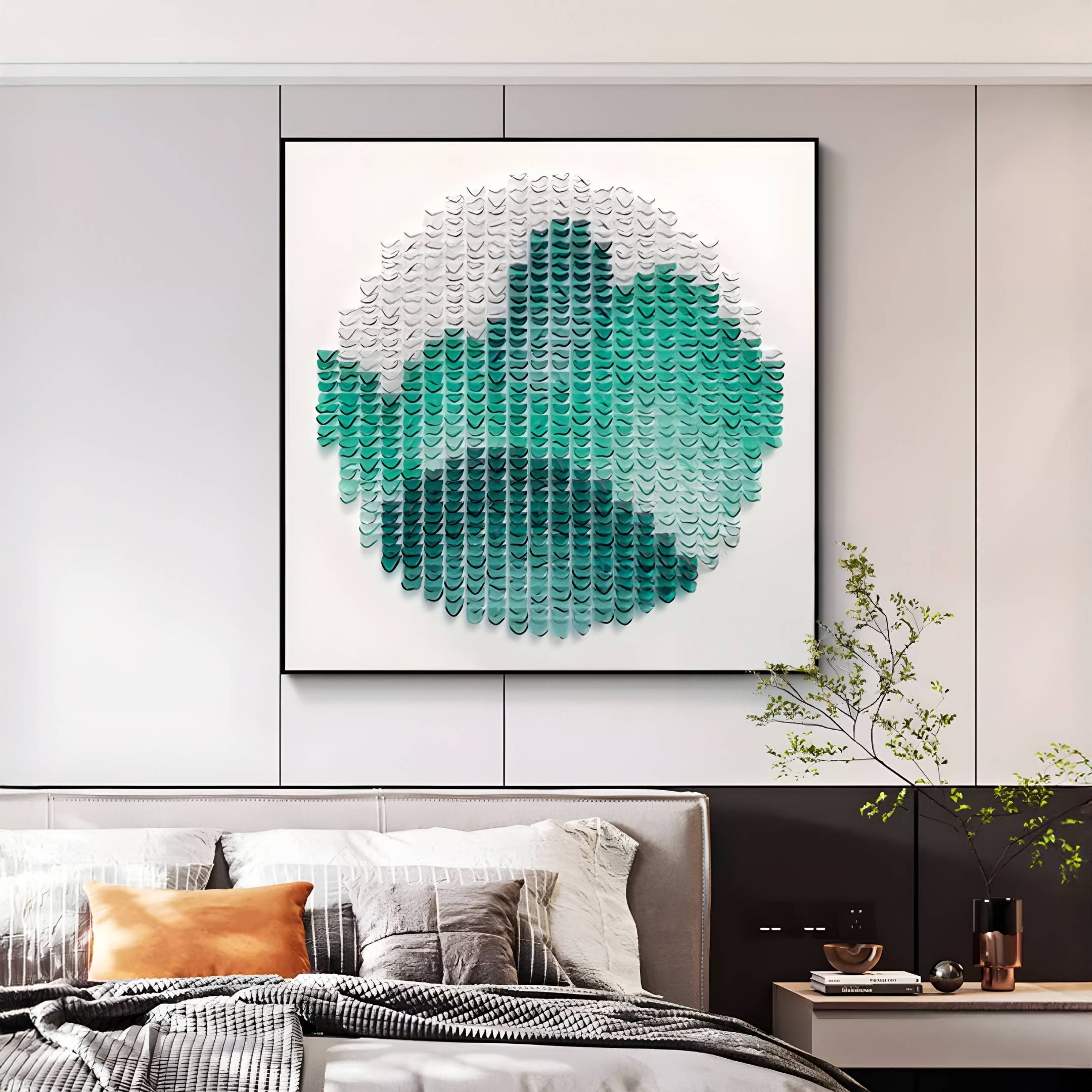Montava Green & White Landscape Round Acrylic 3D Wall Art