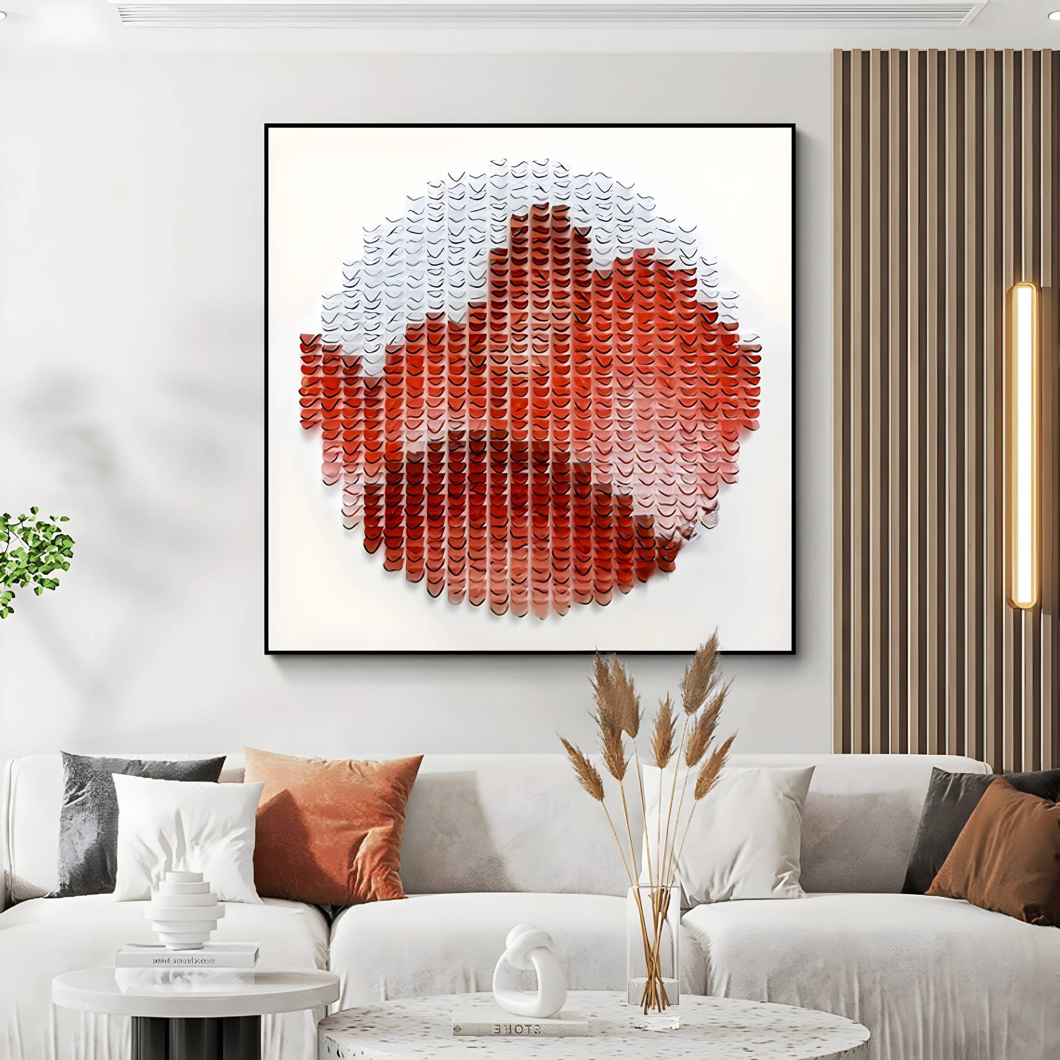 Montava Red & White Landscape Round Acrylic 3D Wall Art