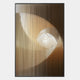Cyclastra Amber II Optical Spiral Acrylic 3D Wall Art featuring vertically ridged acrylic inserts in amber, bronze, and ivory tones forming a spiral moiré pattern within a slim black metal frame.