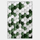 The Scalara Green & White Vertical Acrylic 3D Wall Art by Giant Sculptures features overlapping scale-like shapes in green and white, transitioning from dark green to light, creating striking modern wall decor.