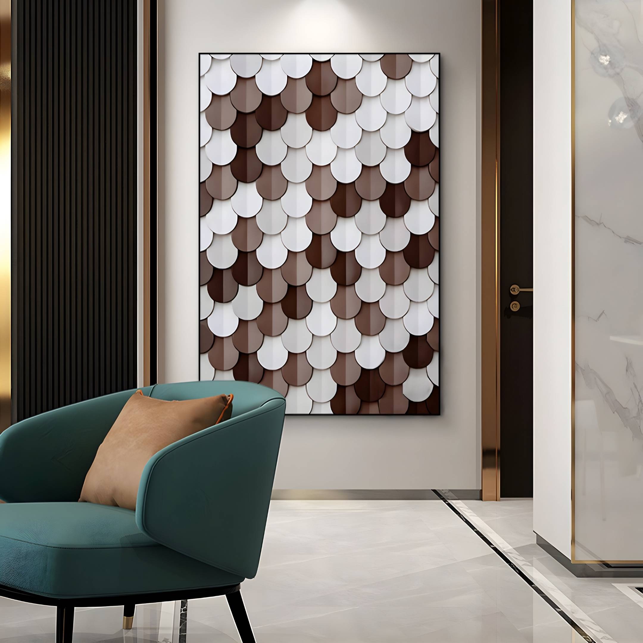 Scalara Brown & White Vertical Acrylic 3D Wall Art