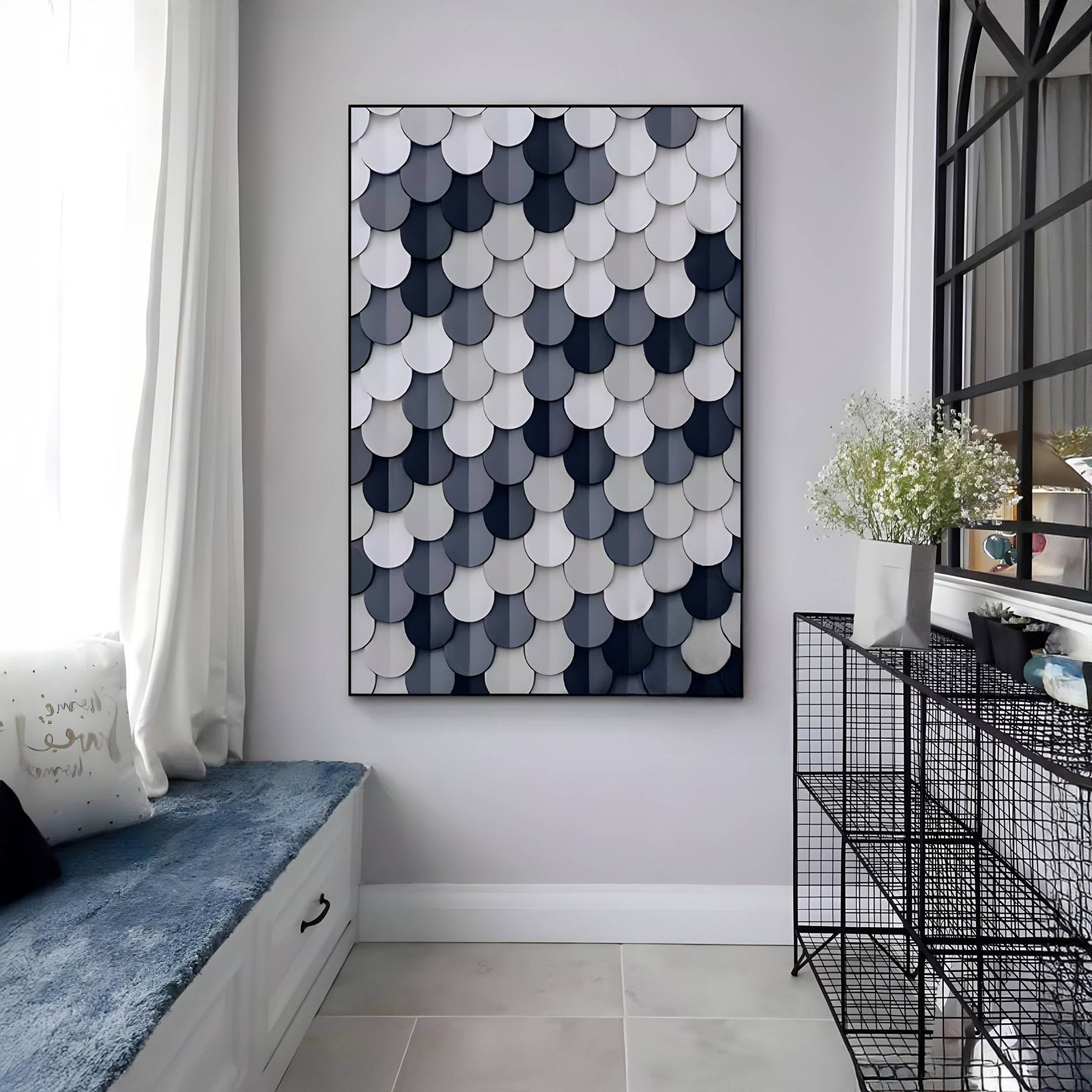 Scalara Grey & White Vertical Acrylic 3D Wall Art