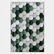 Scalara Deep Green & White Vertical Acrylic 3D Wall Art featuring layered scalloped tiles in deep green, sage, and white tones within a slim dark frame on a plain white background.