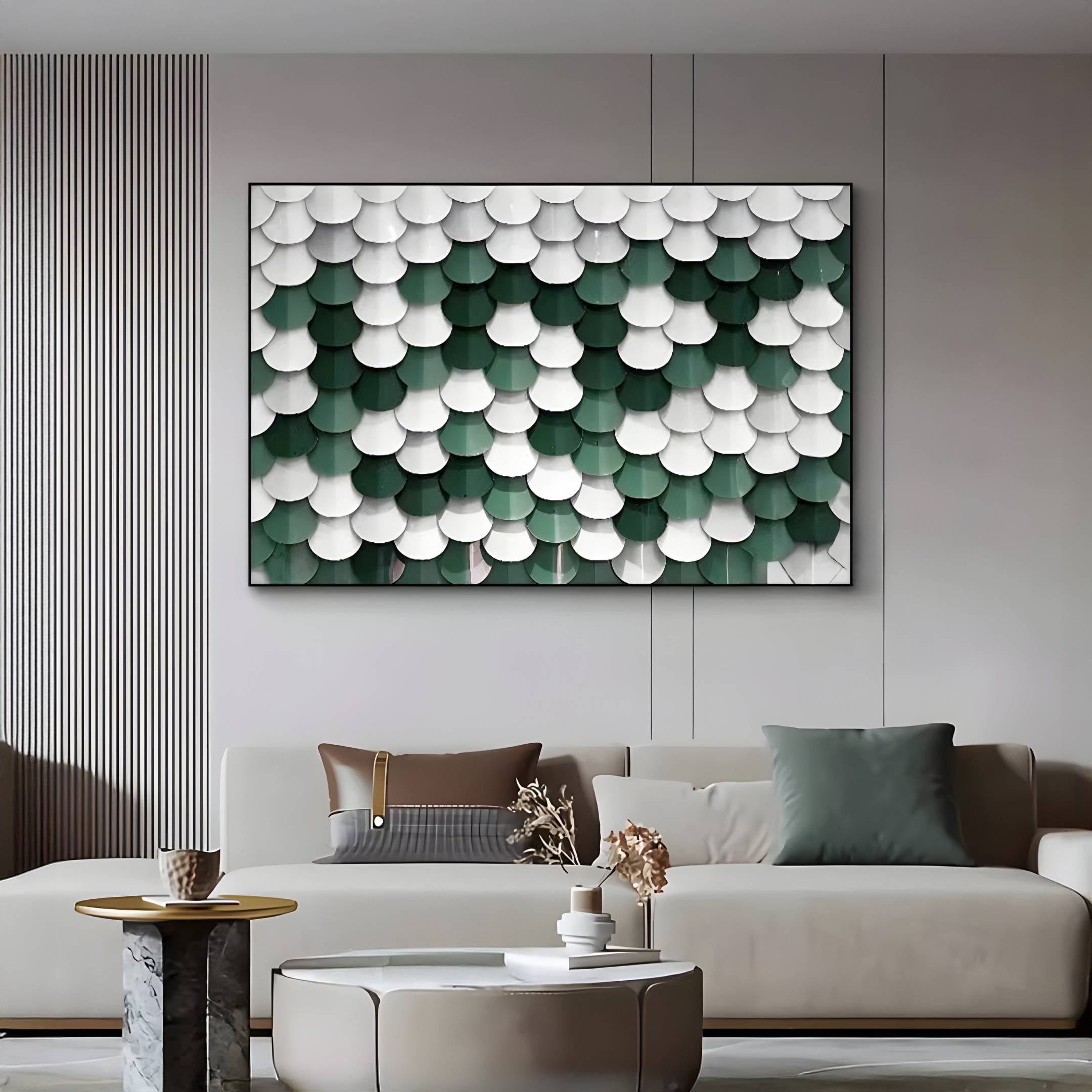 Scalara Deep Green & White Acrylic 3D Wall Art
