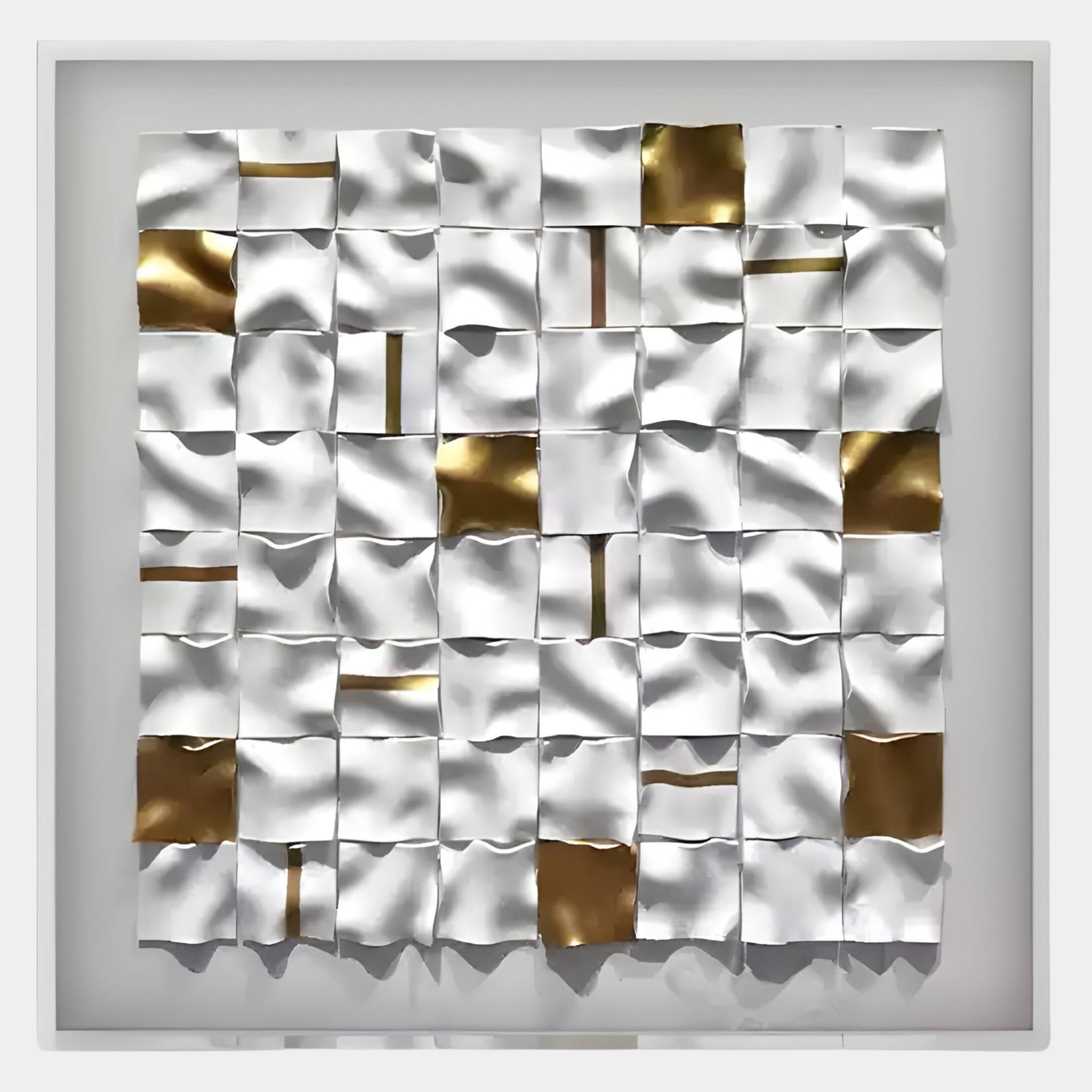 Lucida Gold & White Acrylic Square 3D Wall Art
