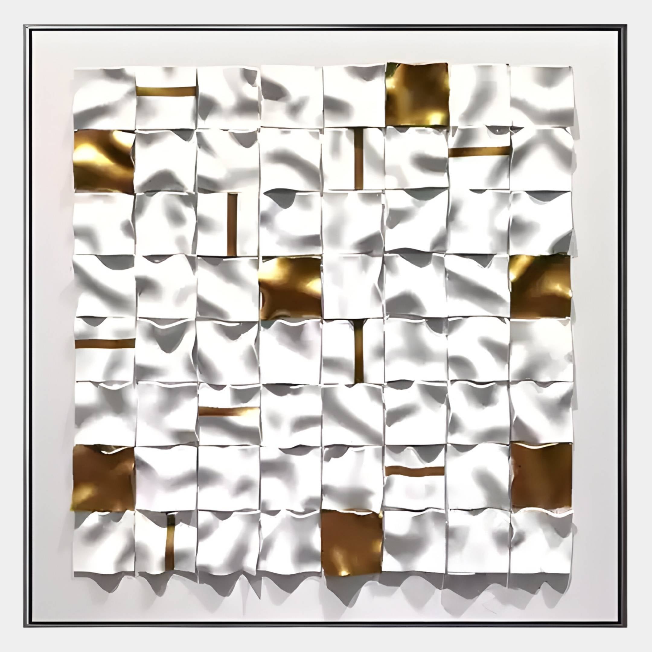Lucida Gold & White Acrylic Square Framed 3D Wall Art