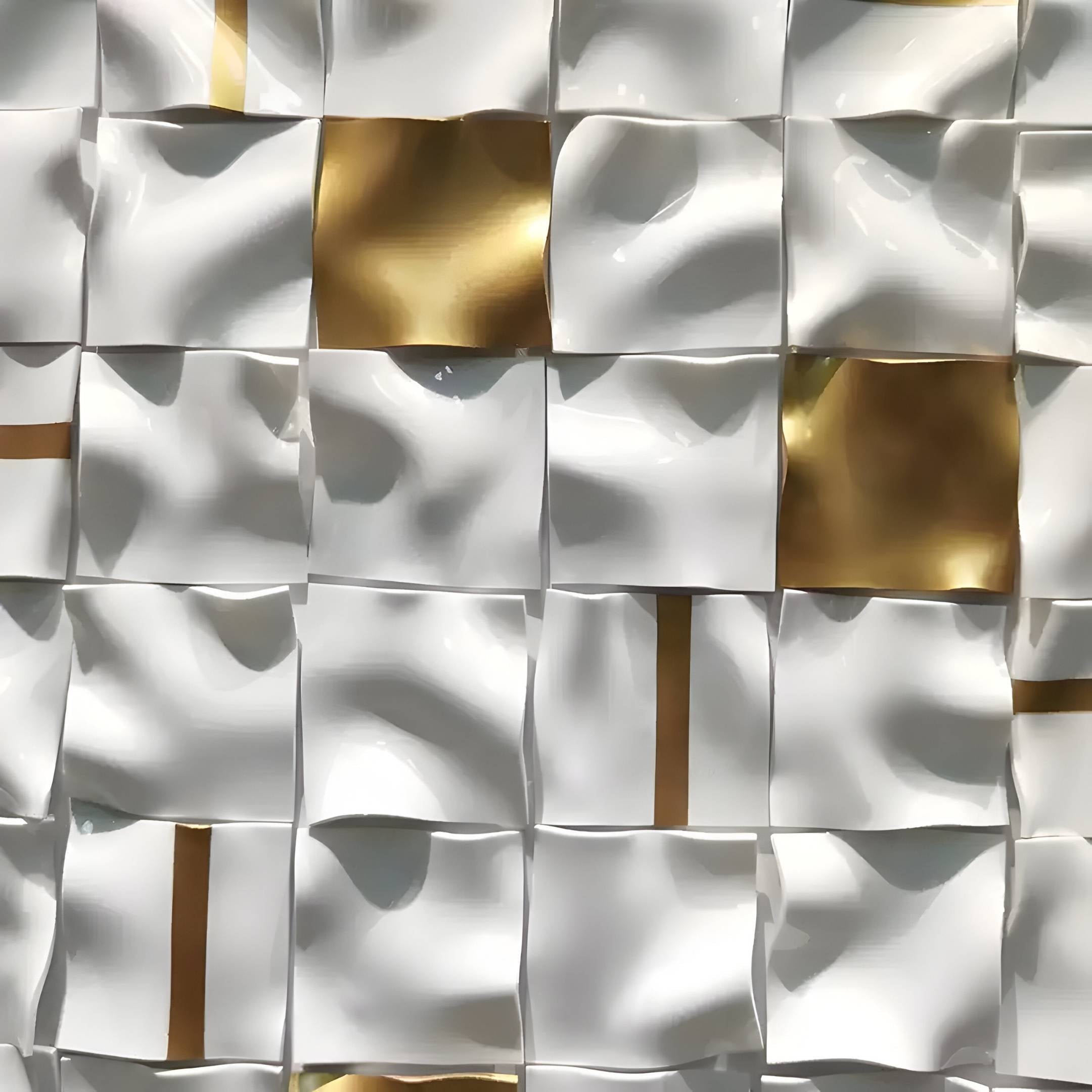 Lucida Gold & White Vertical Acrylic 3D Wall Art