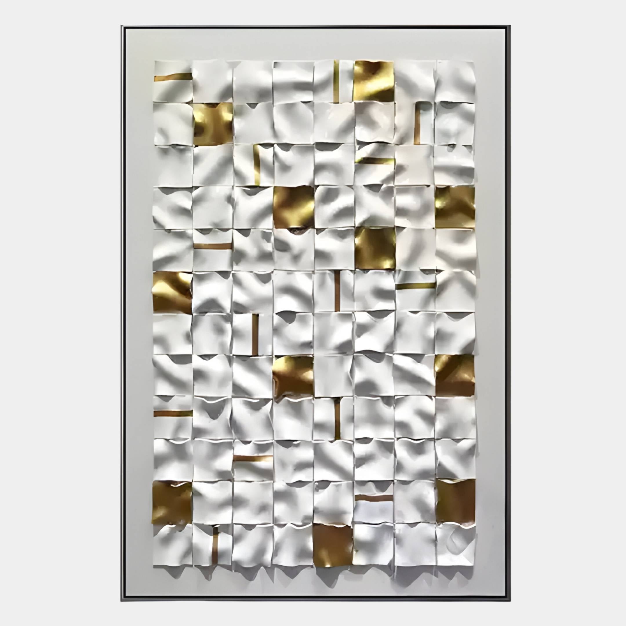 Lucida Gold & White Vertical Framed Acrylic 3D Wall Art
