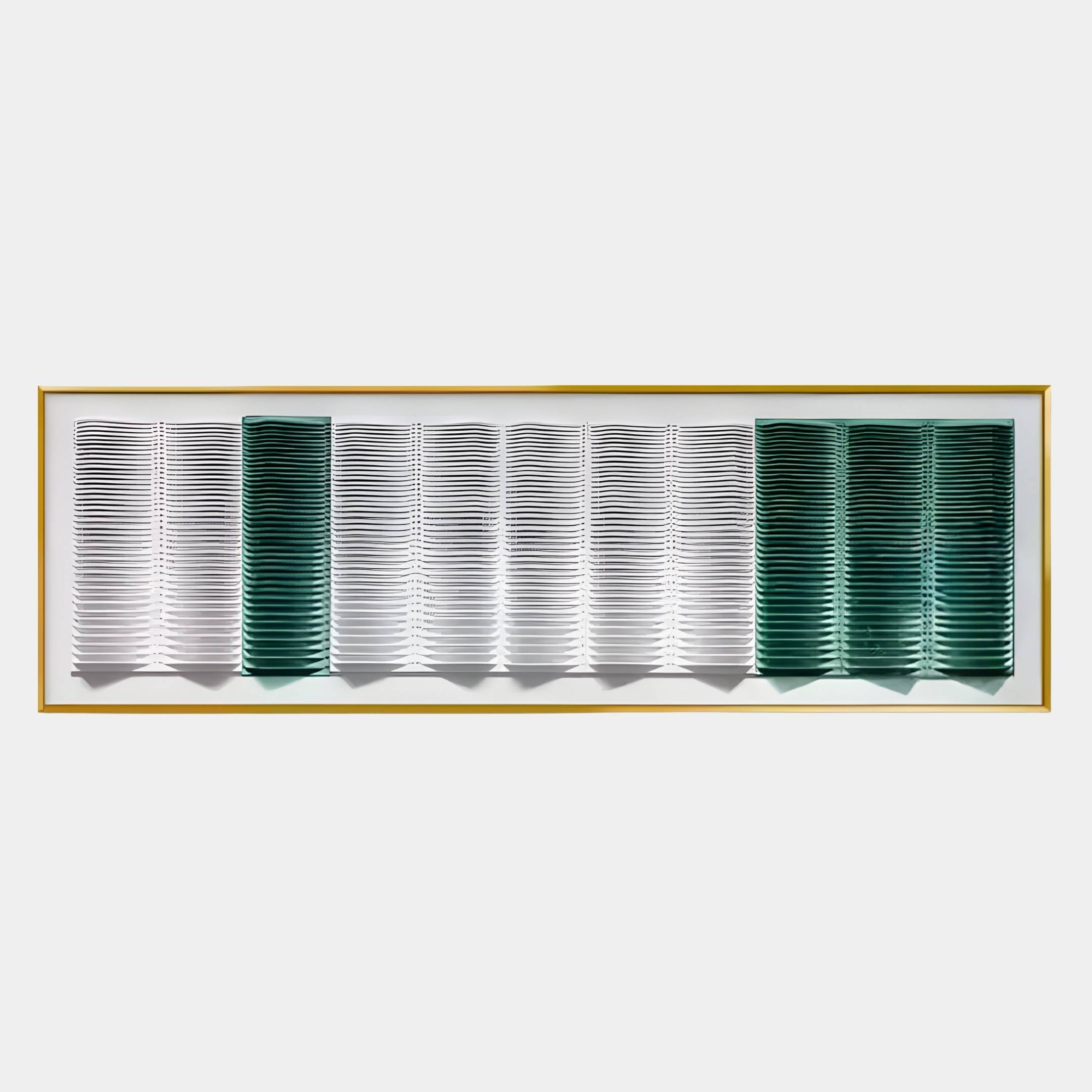 Striara White & Green Flow Stripe Acrylic 3D Wall Art