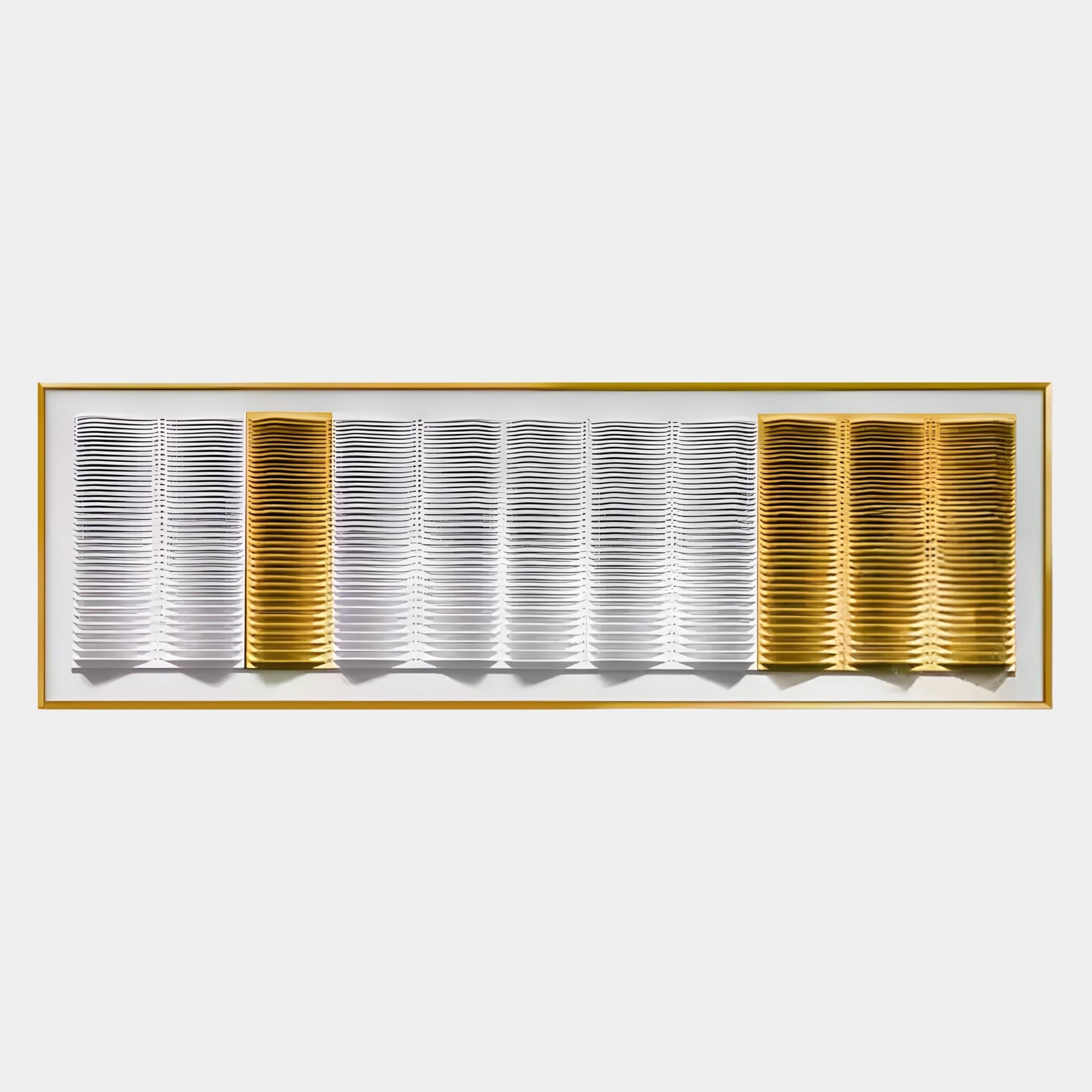 Striara White & Gold Flow Stripe Acrylic 3D Wall Art