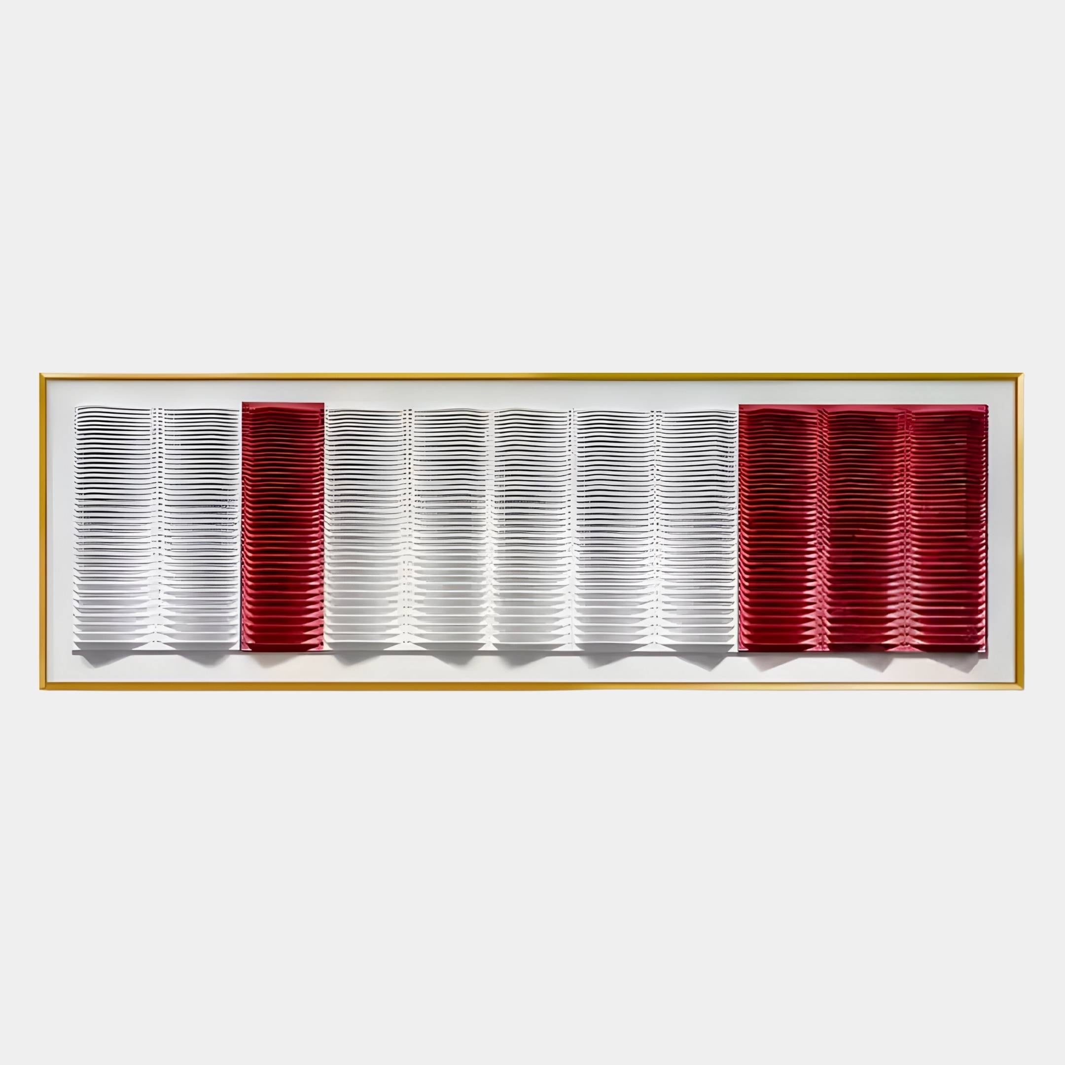 Striara White & Crimson Flow Stripe Acrylic 3D Wall Art