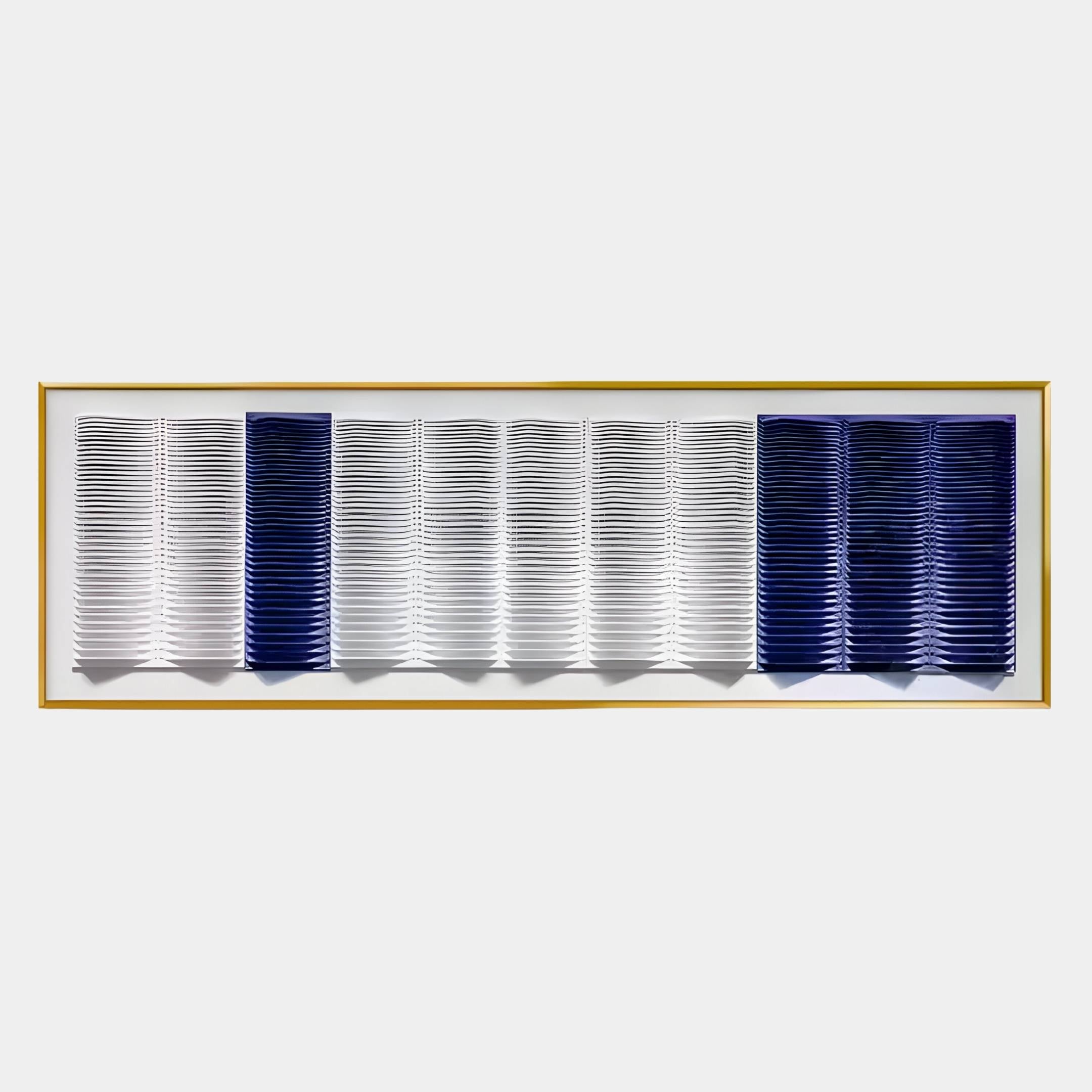 Striara White & Cobalt Flow Stripe Acrylic 3D Wall Art