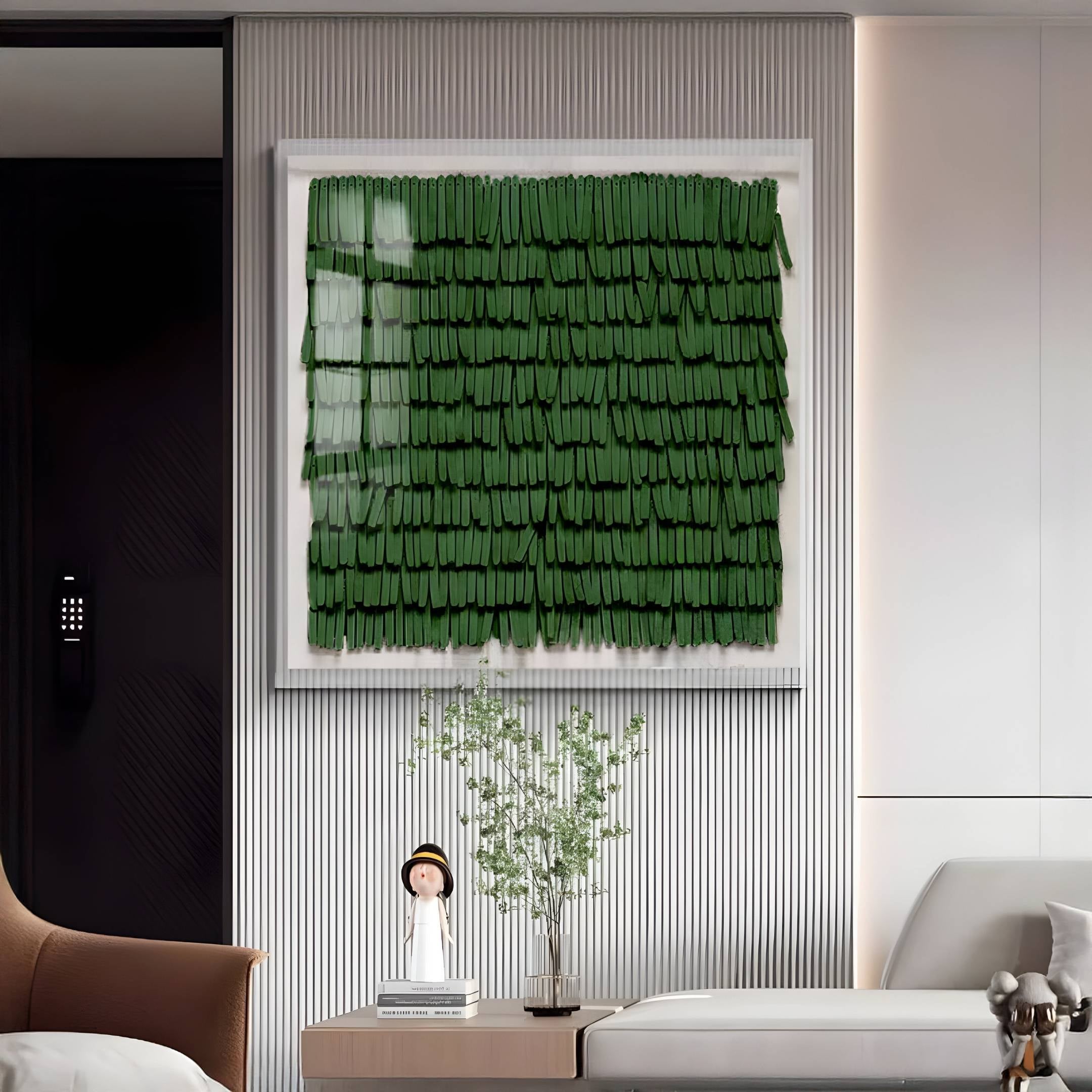 Frondra Green Layered Leather & Acrylic 3D Wall Art