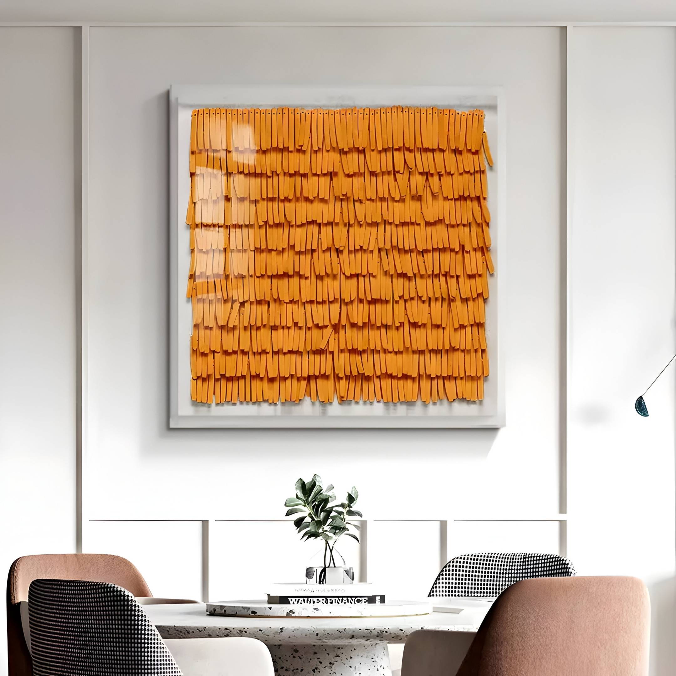 Frondra Orange Layered Leather & Acrylic 3D Wall Art