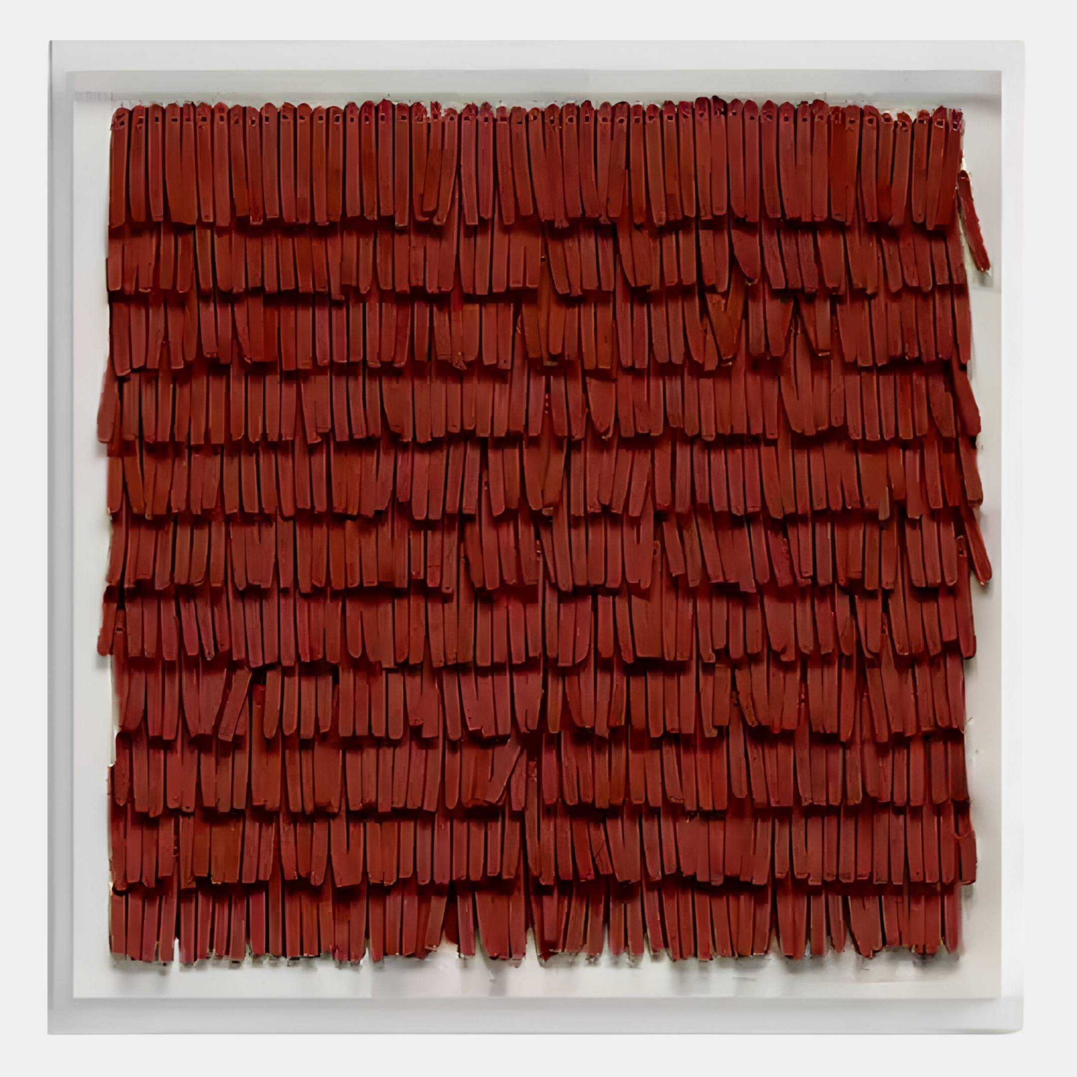 Frondra Brick Red Layered Leather & Acrylic 3D Wall Art