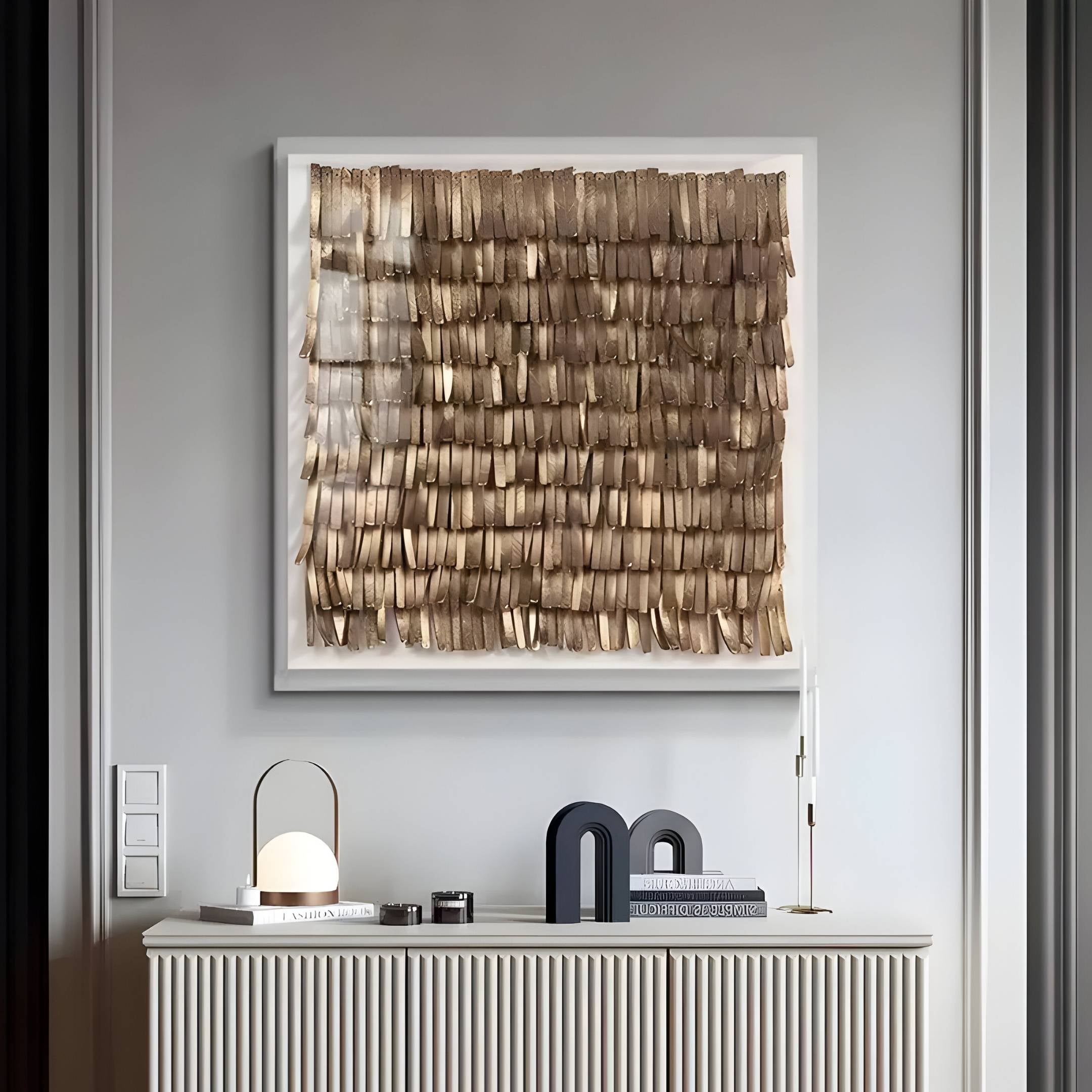 Frondra Bronze Layered Leather & Acrylic 3D Wall Art