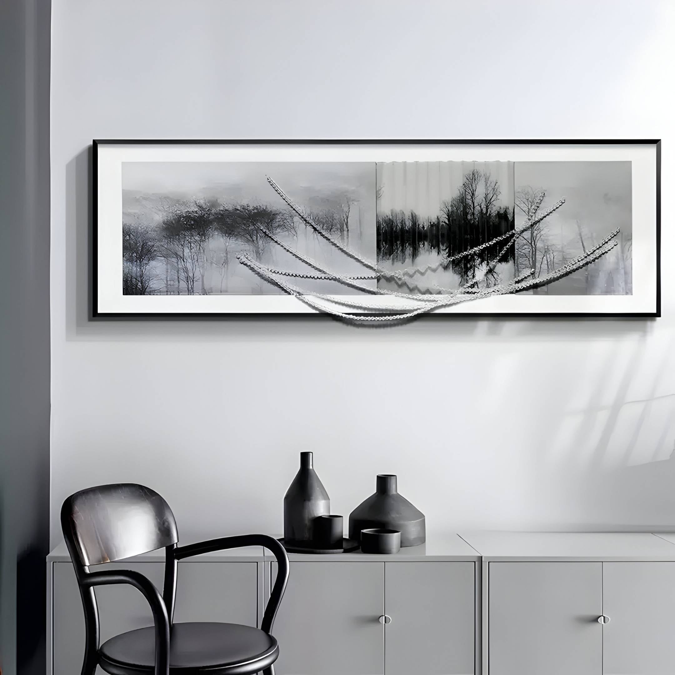 Mistara Monochrome Forest Acrylic & Crystal Beads 3D Wall Art