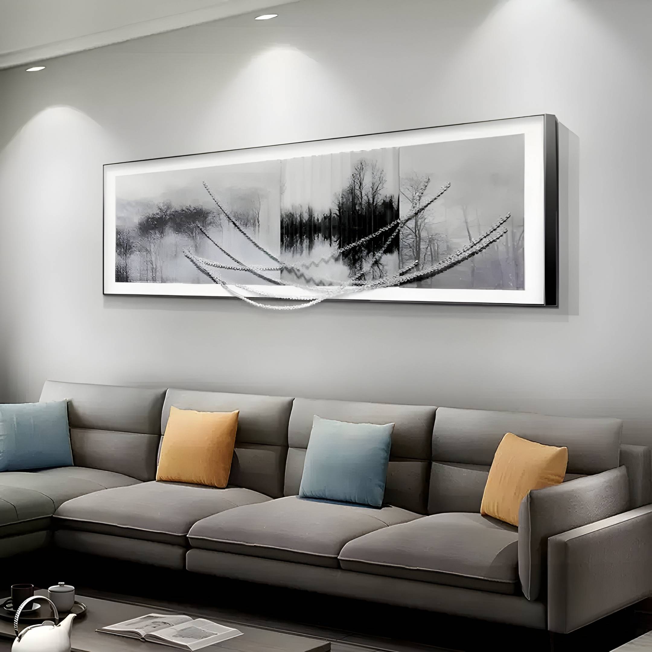 Mistara Monochrome Forest Acrylic & Crystal Beads 3D Wall Art