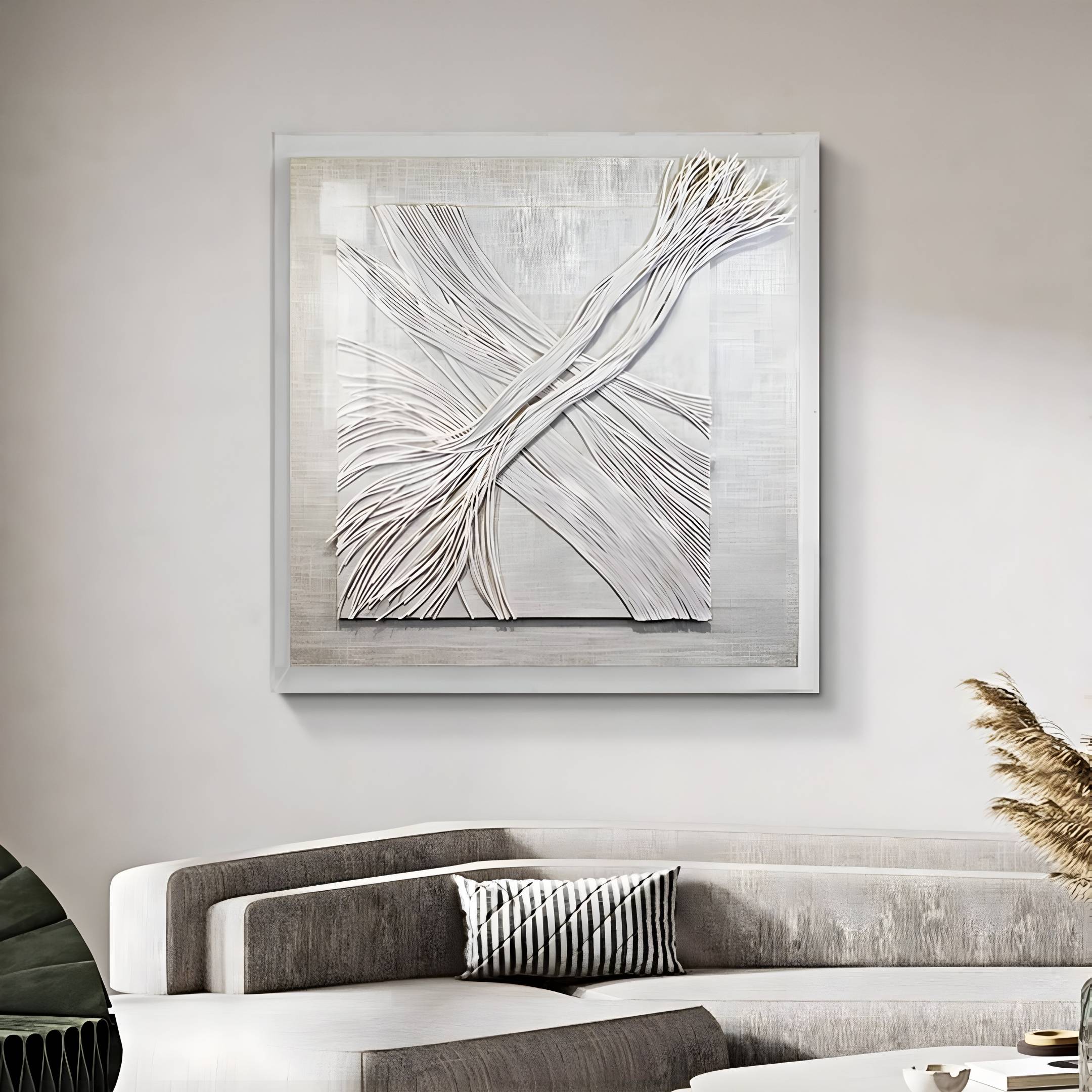Lineora Cross Weave Cream Paper & Acrylic 3D Wall Art