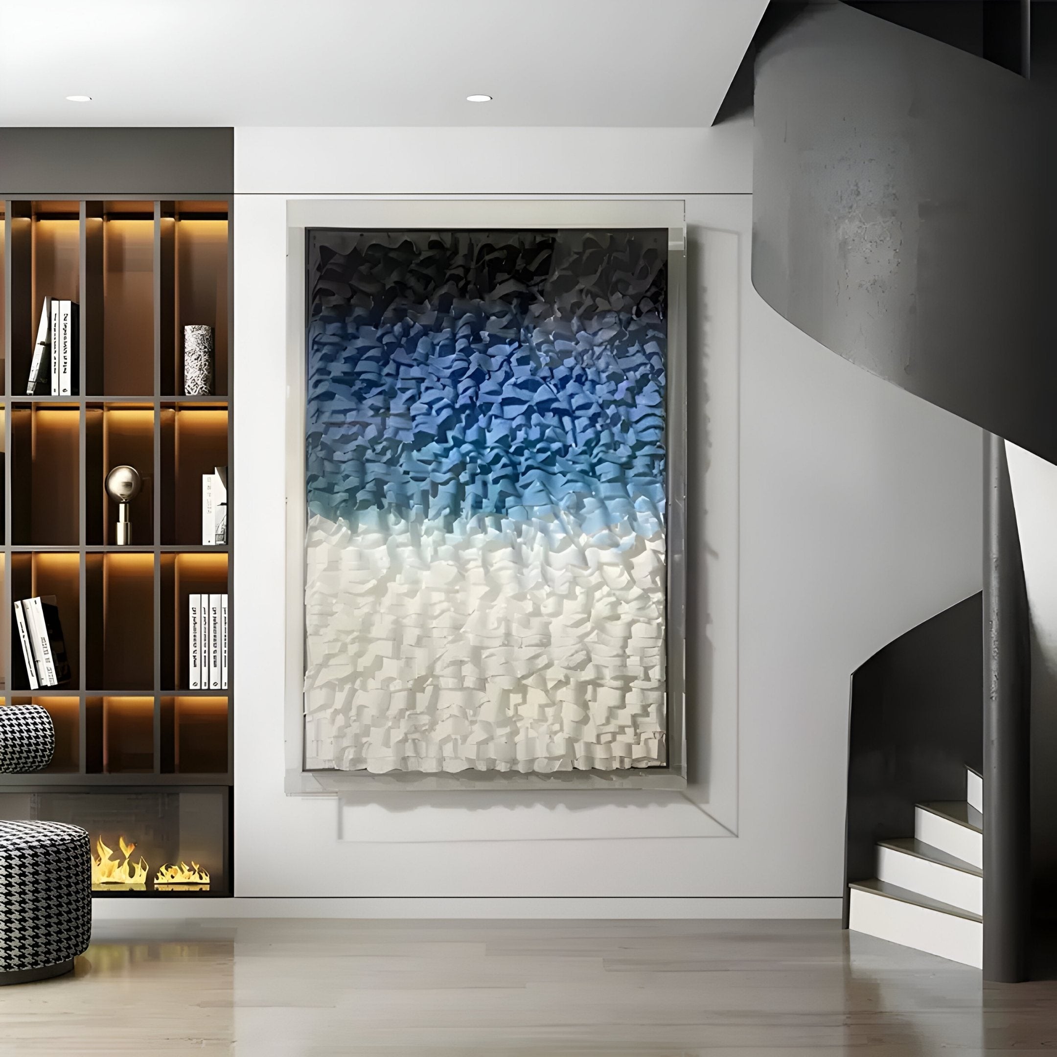 Vistra Navy & Sky Blue Ombre Ruffled 3D Paper Wall Art