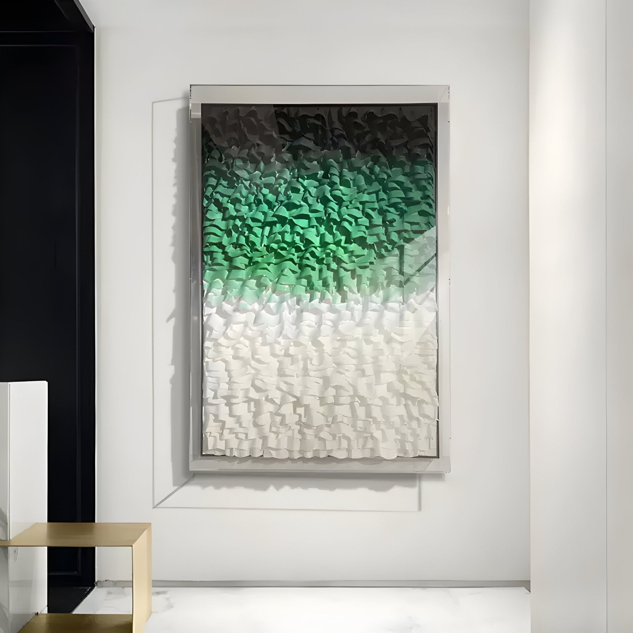Vistra Black, Green & White Ombre Ruffled 3D Paper Wall Art