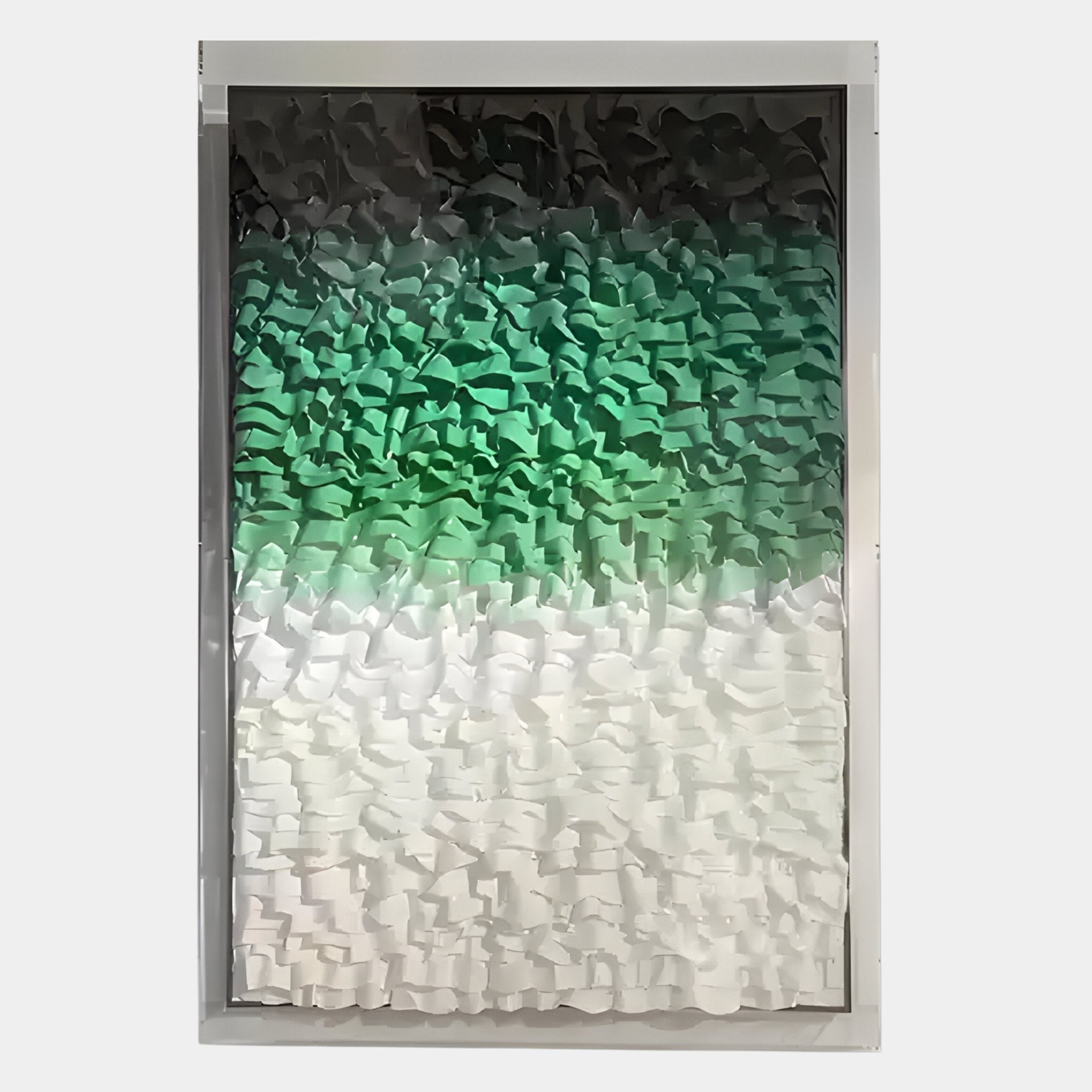 Vistra Black, Green & White Ombre Ruffled 3D Paper Wall Art