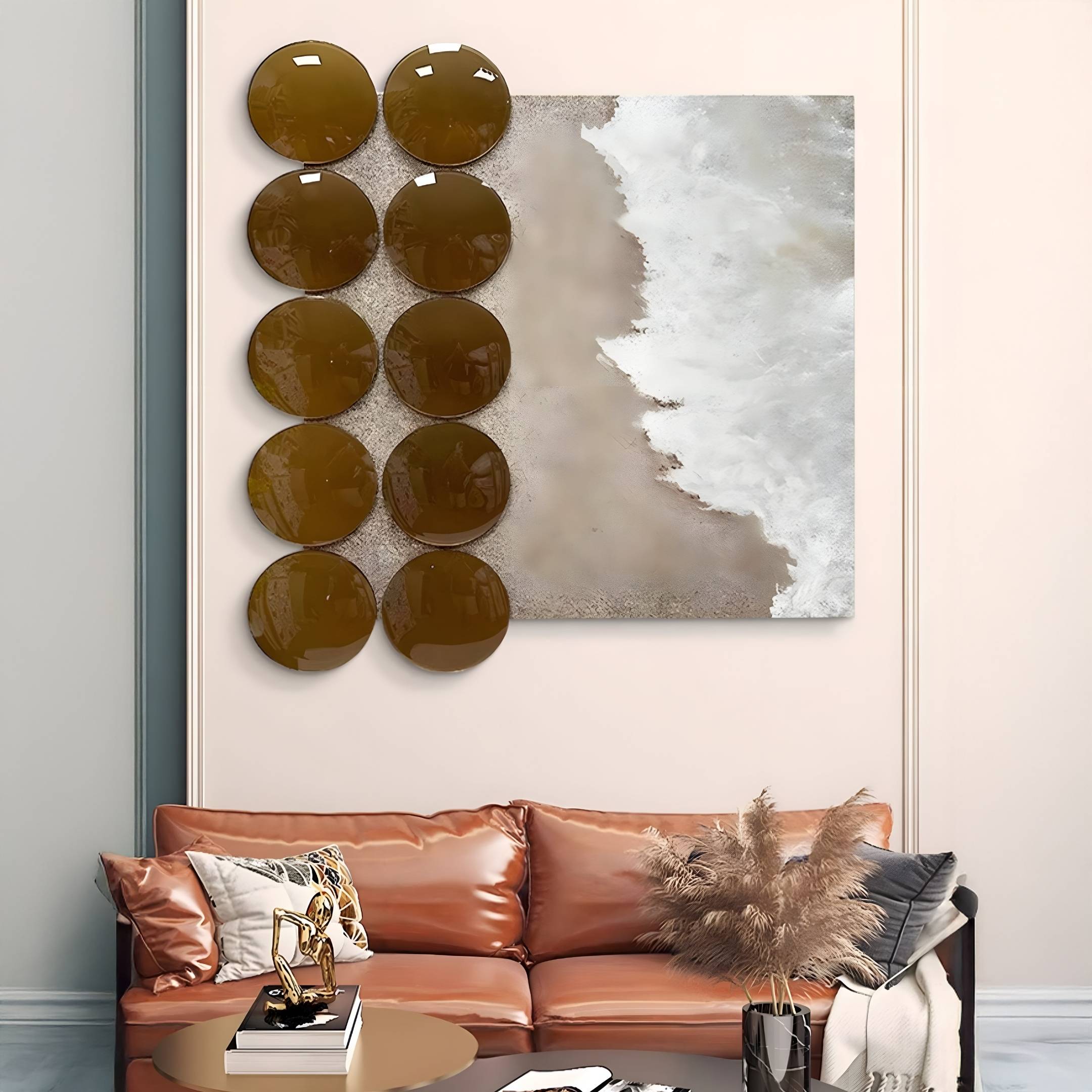 Tidelune Bronze Acrylic Disc & Shoreline Texture 3D Wall Art