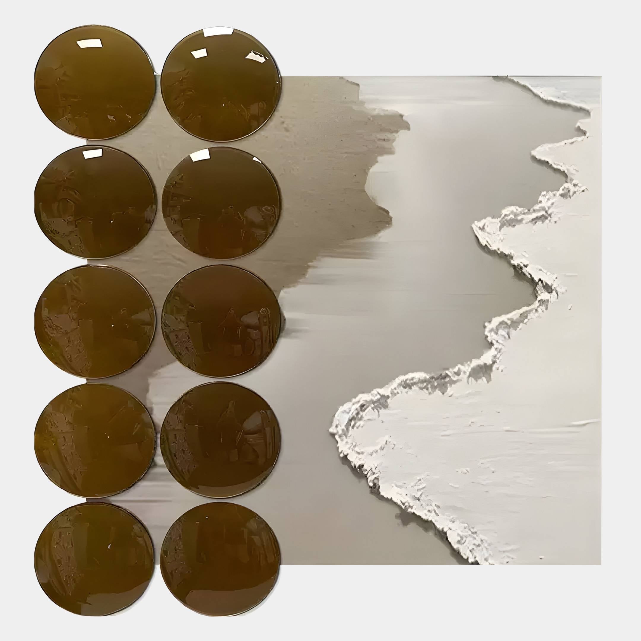 Tidelune Bronze Acrylic Disc & Shoreline Texture 3D Wall Art