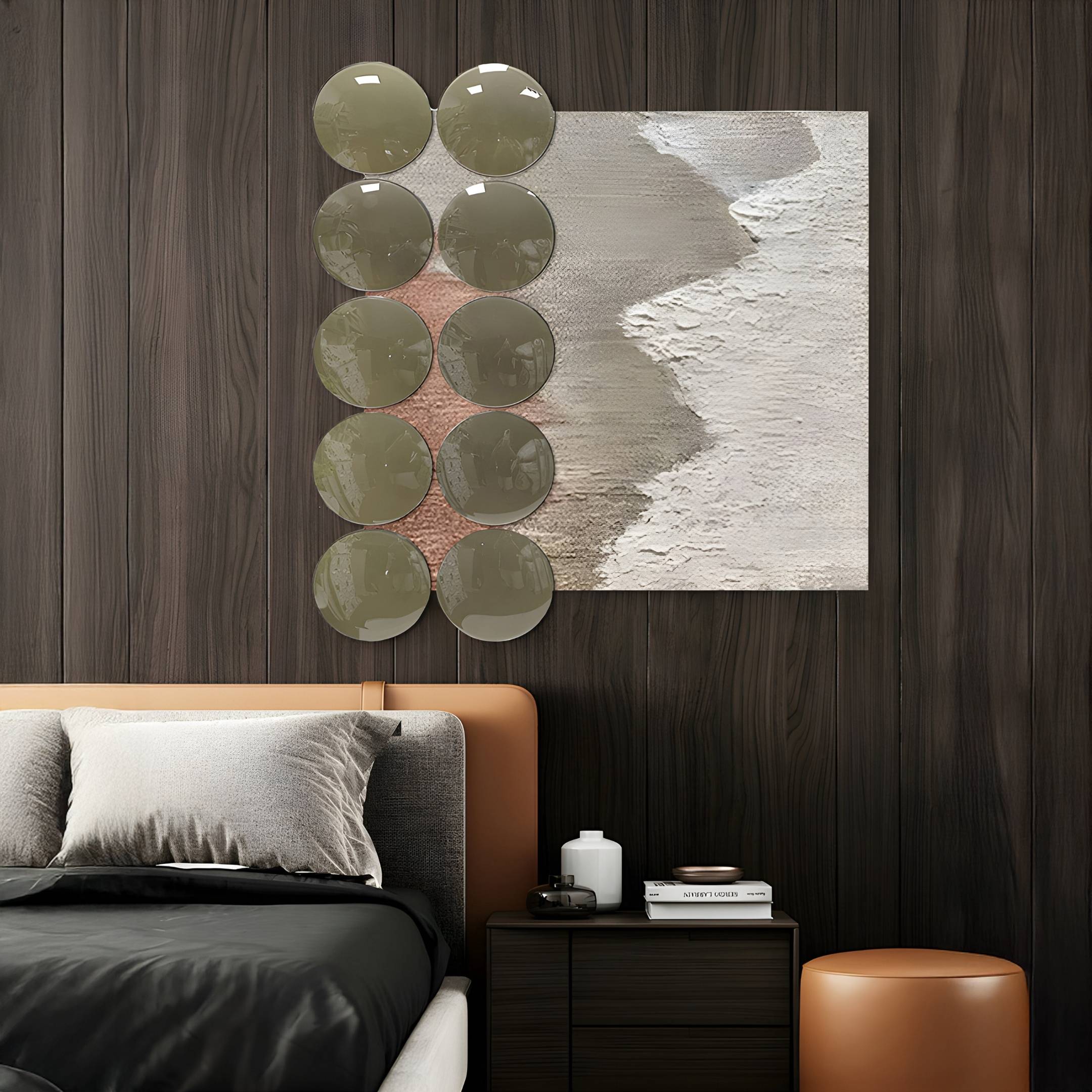 Tidelune Sand Grey Acrylic Disc & Coastal Relief 3D Wall Art